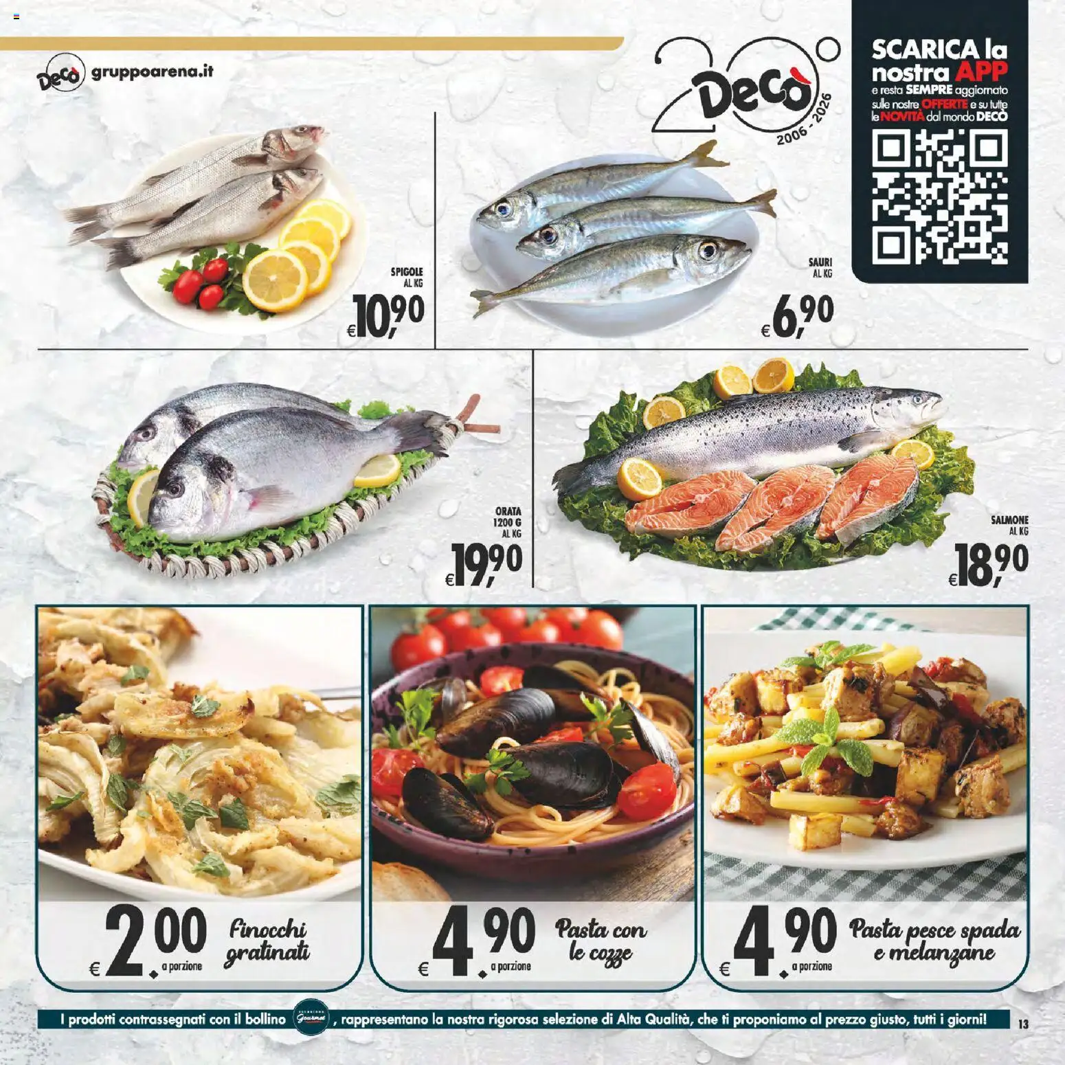 Volantino Decò del 29.05.2026 | Pagina: 13 | Prodotti: Salmone, Cozze, Orata, Melanzane