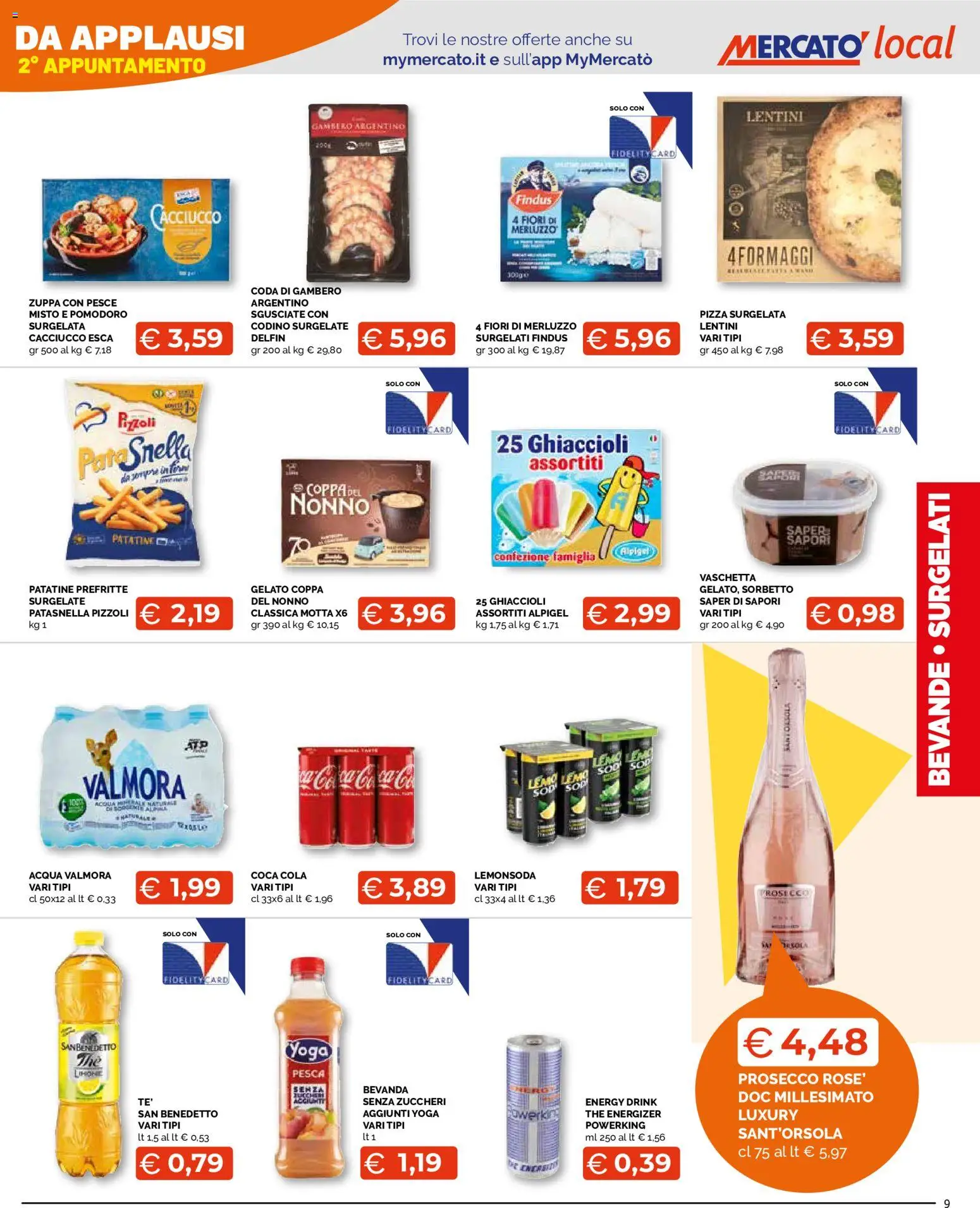 Volantino Mercatò del 29/06/2026 | Pagina: 9 | Prodotti: Pesce, Merluzzo, Sorbetto, The