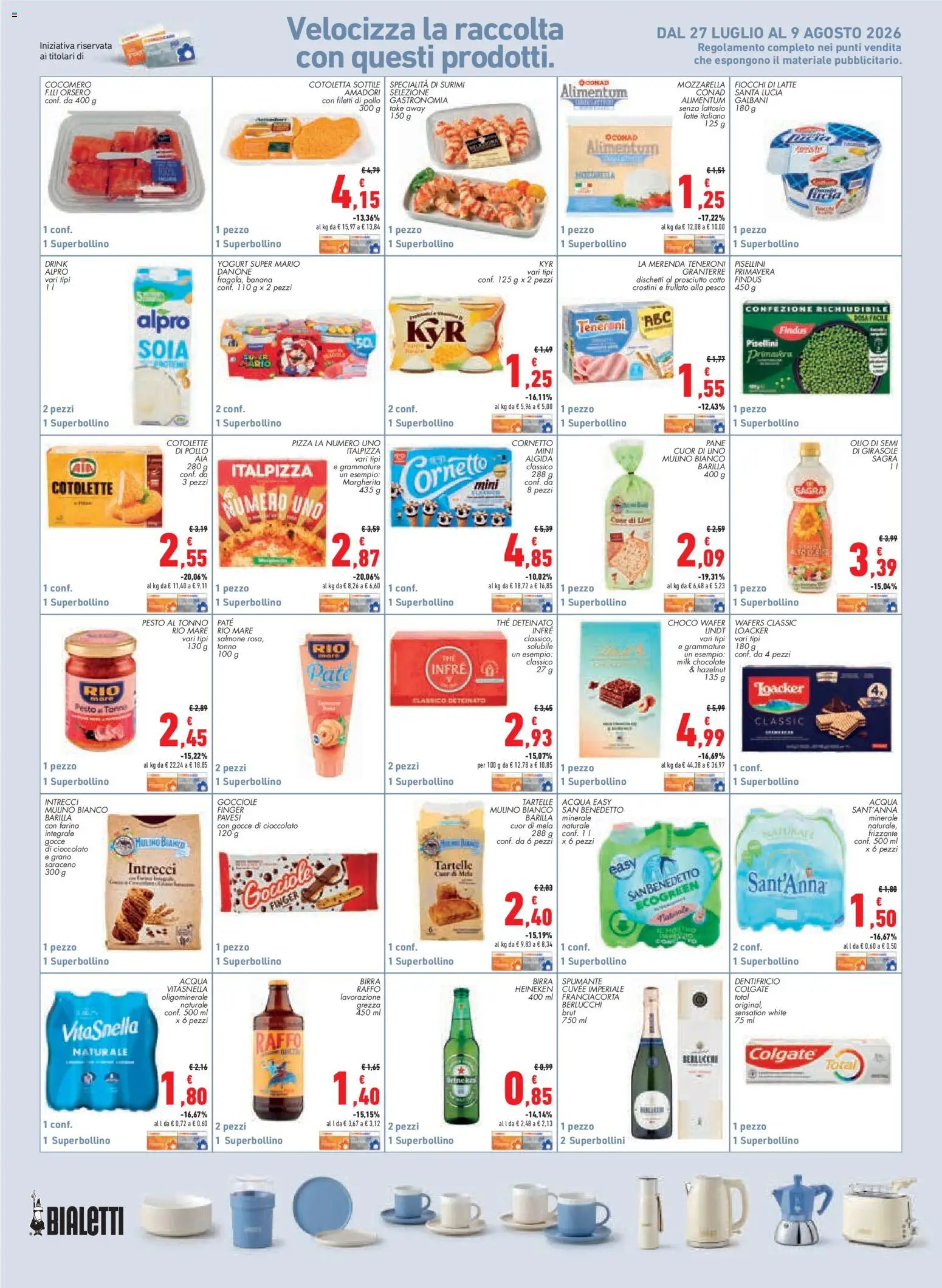 Volantino Conad del 30/07/2026 | Pagina: 15 | Prodotti: Mozzarella, Olio, Crostini, Olio di semi di girasole
