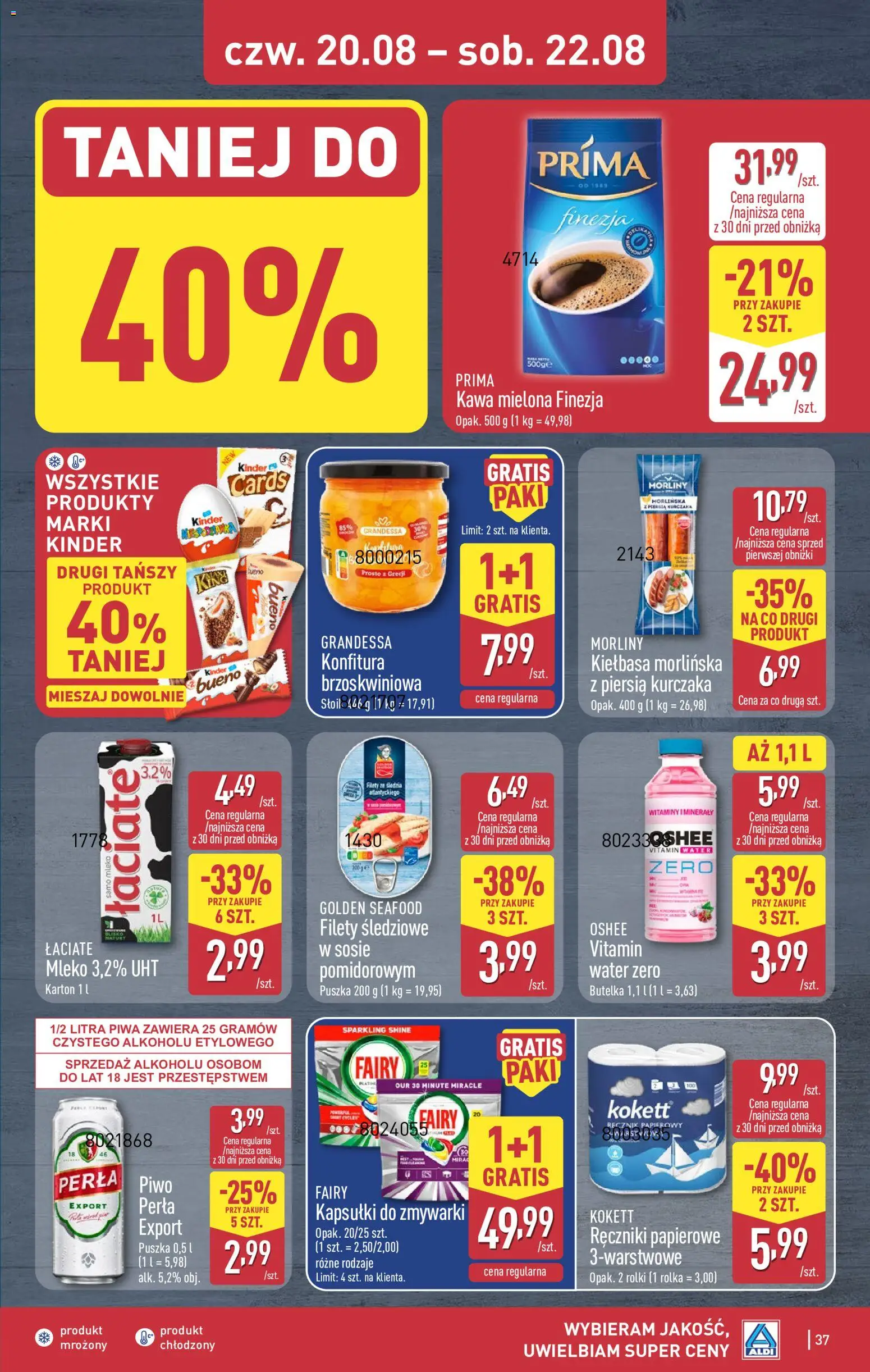 Aldi Polsko leták od 17.08.2026 | Strana: 37 | Produkty: Mléko, Minerály, Perla, Kinder Bueno