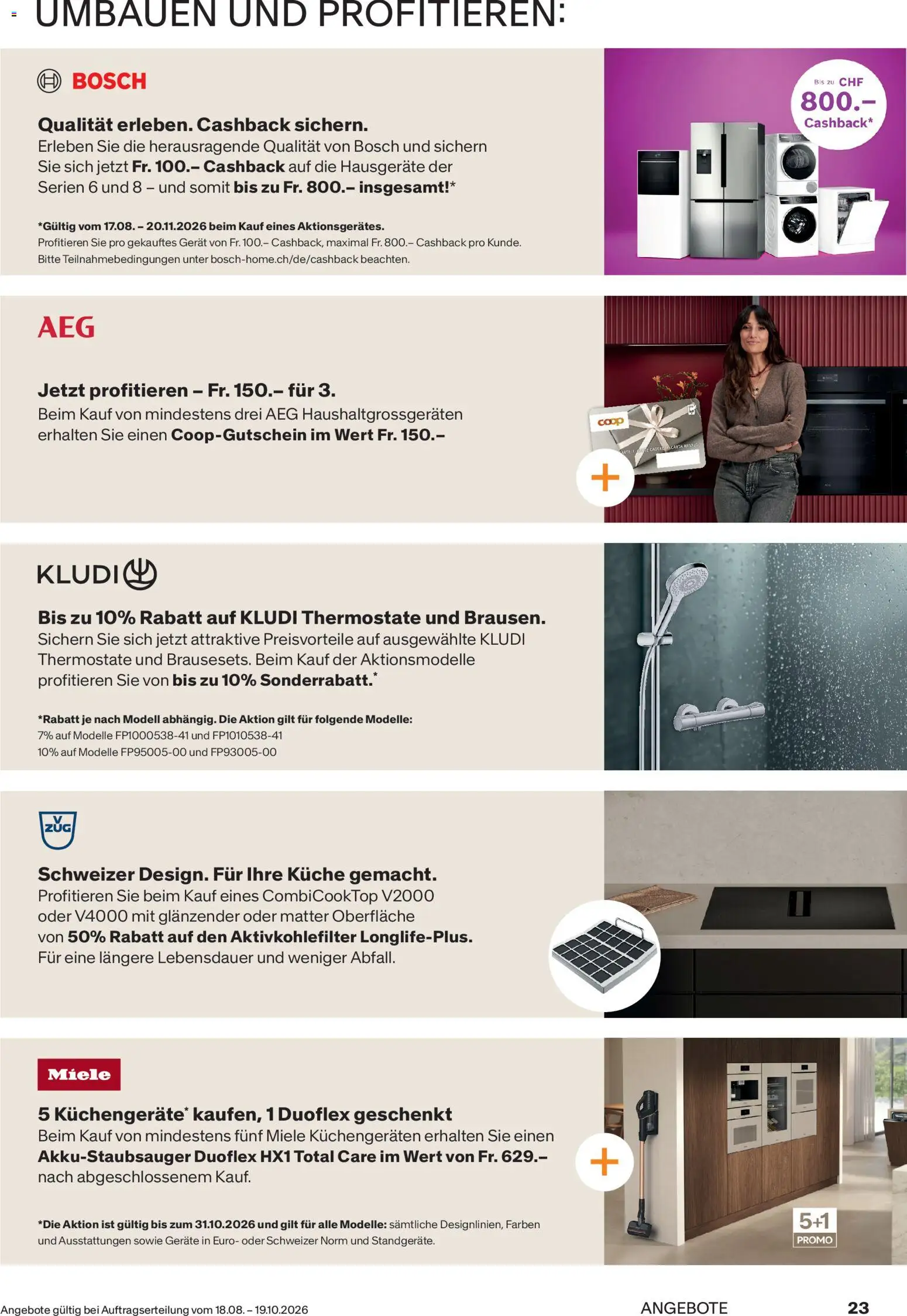 Fust aktionen Küchen- und Badezimmer – gültig ab 18.08.2026 | Seite: 23 | Produkte: AEG, Miele, Bosch
