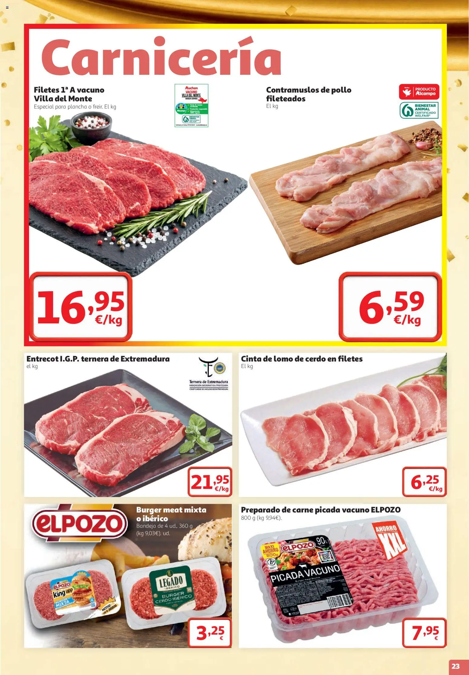 Alcampo folleto Cuenca │ válido desde el 22/10/2026 | Página: 23 | Productos: Lomo, Entrecot, Lomo de cerdo, Carne