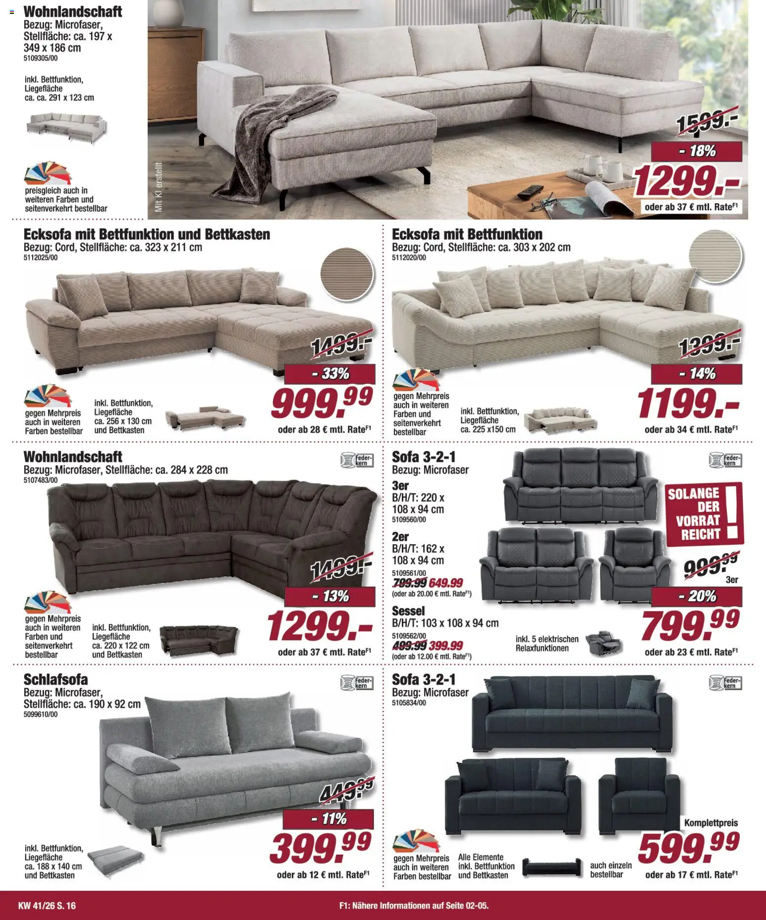 Poco Prospekt – gültig ab 04.10.2026 | Seite: 16 | Produkte: Wohnlandschaft, Schlafsofa, Sofa, Sessel