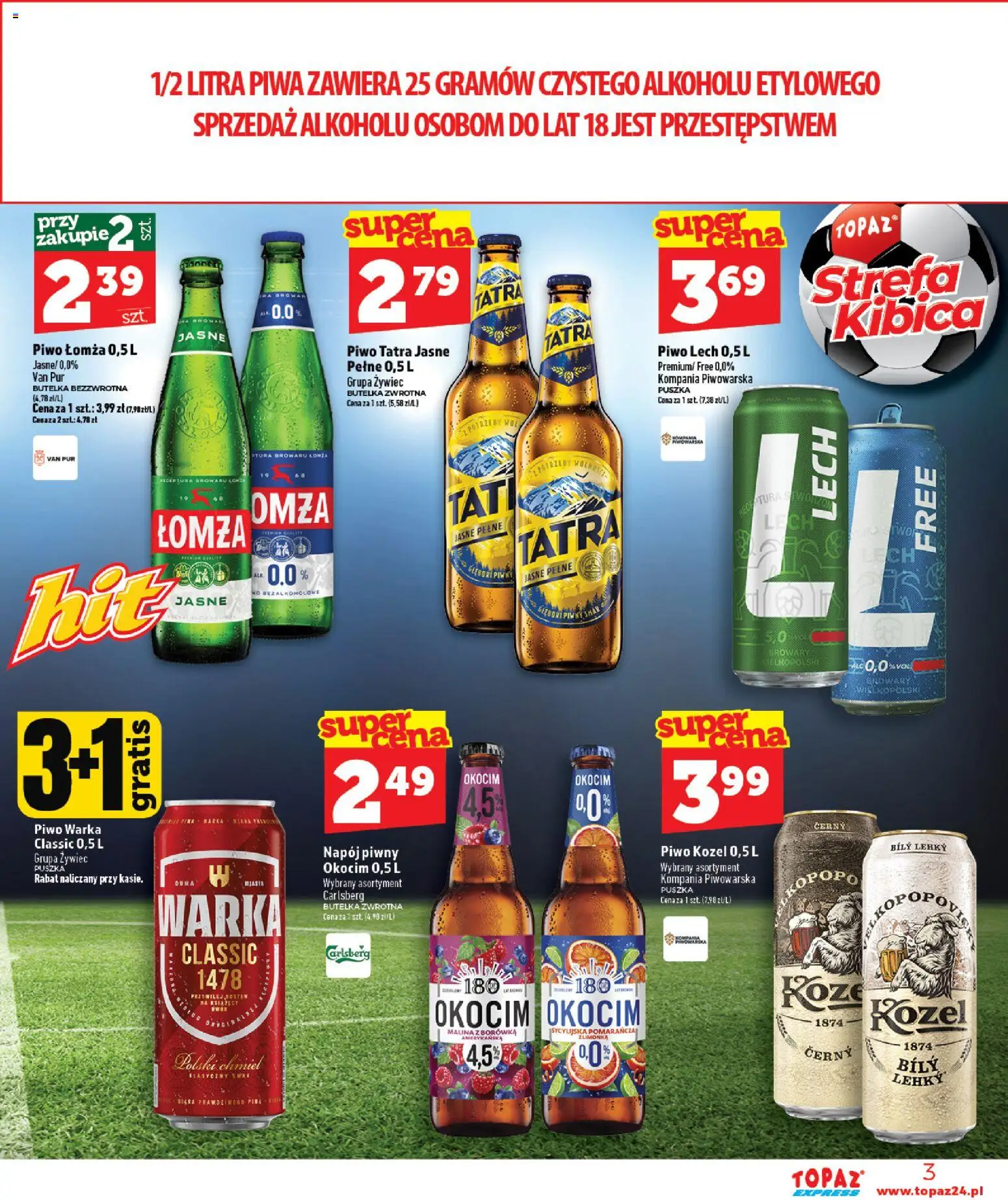 Topaz gazetka - Express od 18.06.2026 | Strona: 3 | Produkty: Malina, Piwo Warka, Piwo, Piwo kozel