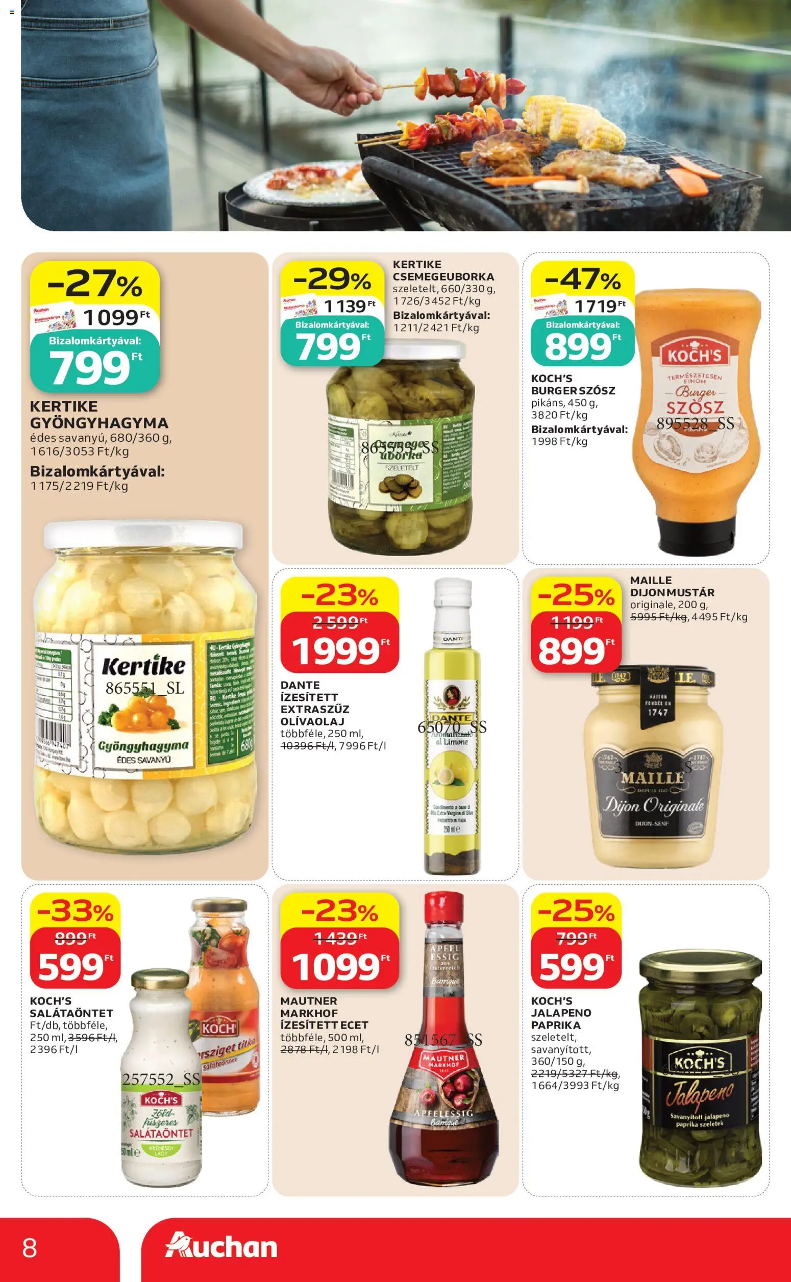 Auchan akciós ujság - amely érvényes a következő dátumtól: 2026.08.13. | Oldal: 8 | Termékek: Paprika, Ízesített, Cider, Jalapeno