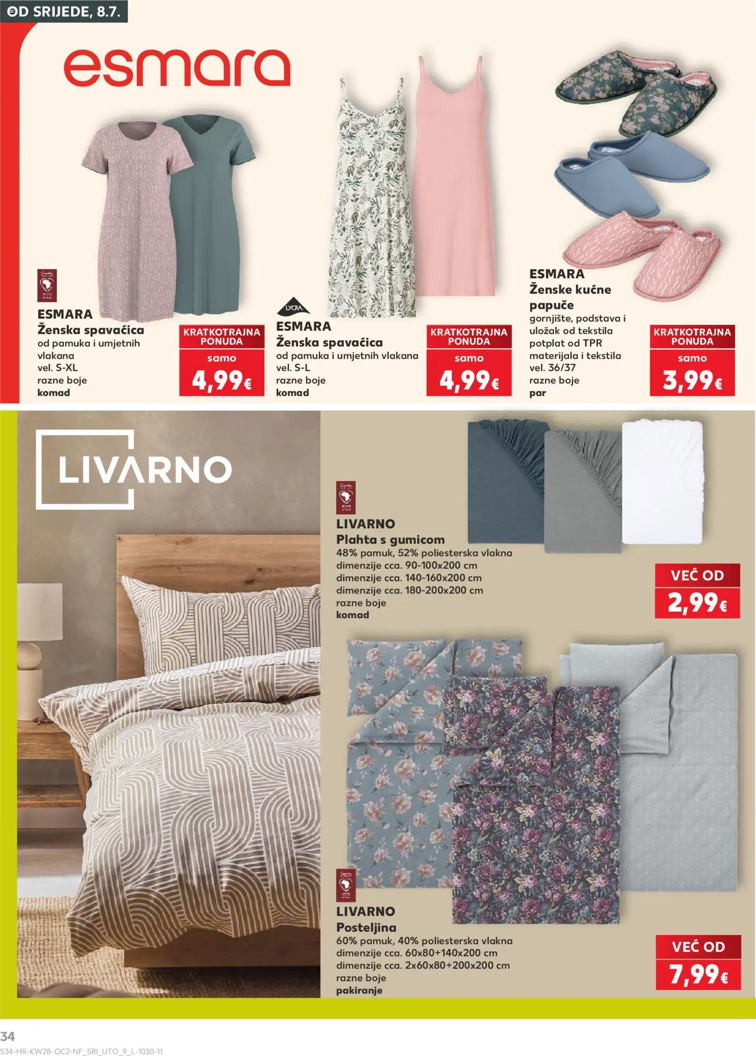 Kaufland katalog | vrijedi od 08.07.2026 | Stranica: 34 | Proizvodi: Plahta, Posteljina, Papuče