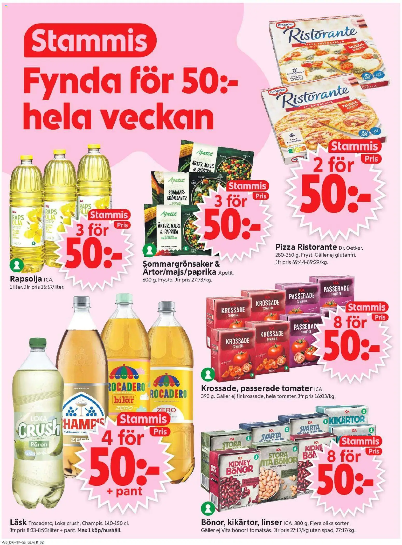 ICA Supermarket reklamblad aktuell från 31/08/2026 | Sida: 2 | Produkter: Linser, Mozzarella, Krossade tomater, Rapsolja