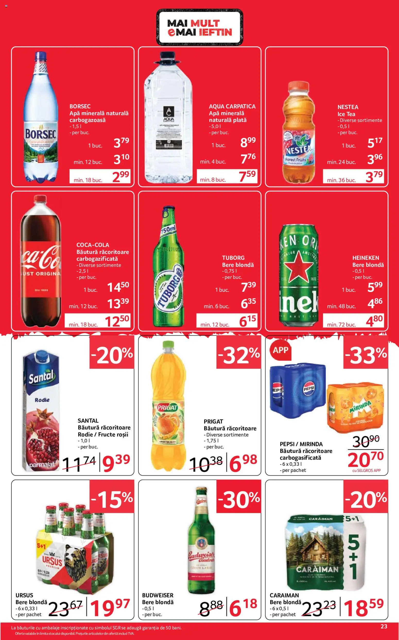 Noul catalog Selgros – valabil de la 04.09.2026 | Pagină: 23 | Produse: Ursus, Roșii, Aqua, Fructe