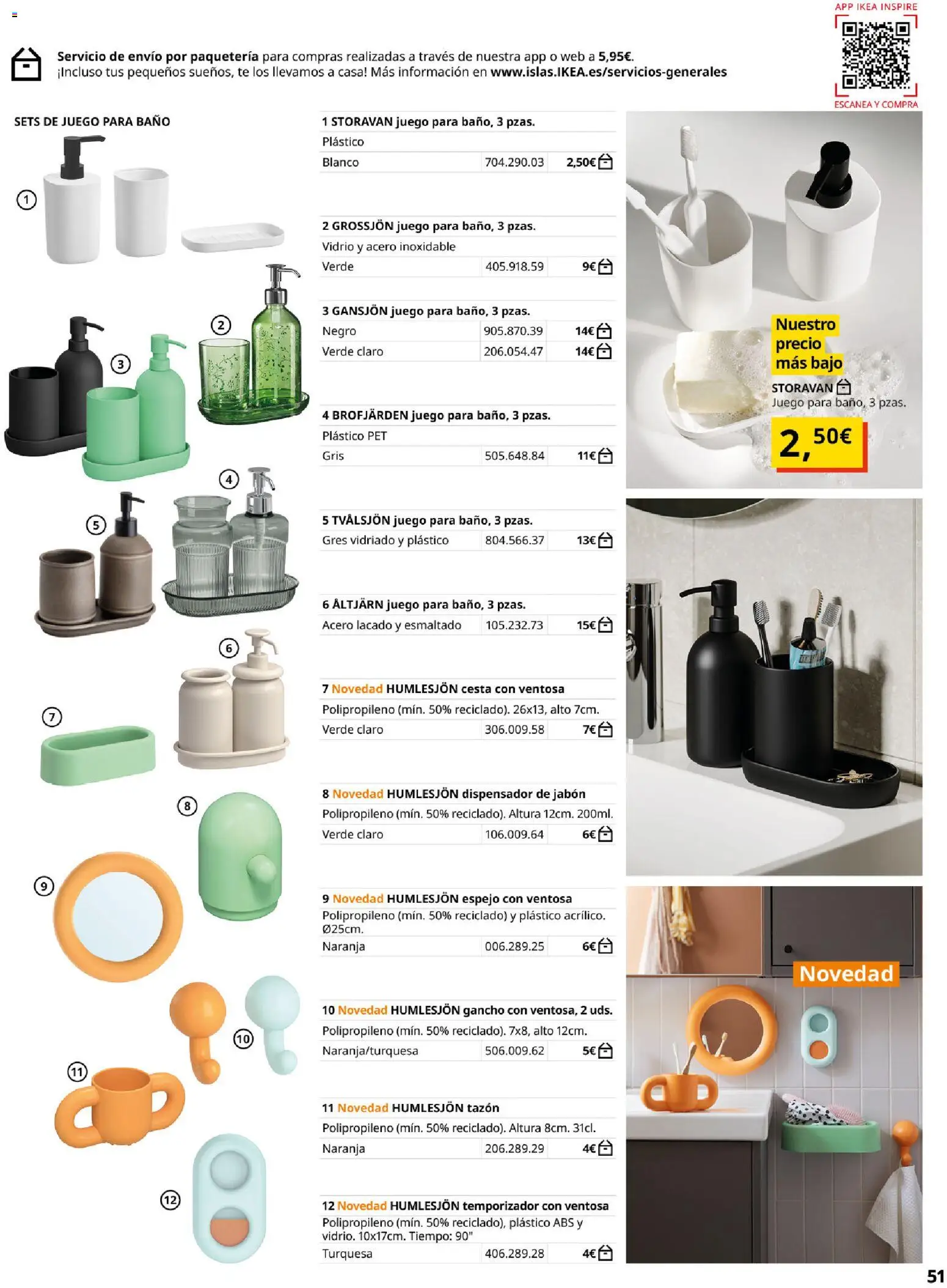 Catálogo IKEA Baños │ válido desde el 01.02.2026 | Página: 51 | Productos: Dispensador de jabón, Baño, Cesta, Espejo