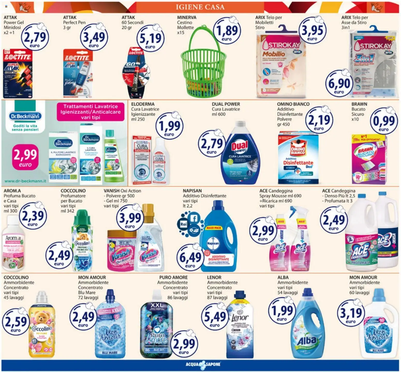Volantino Acqua e Sapone del 01.06.2026 | Pagina: 19 | Prodotti: Sapone, Ammorbidente, Candeggina, Cestino