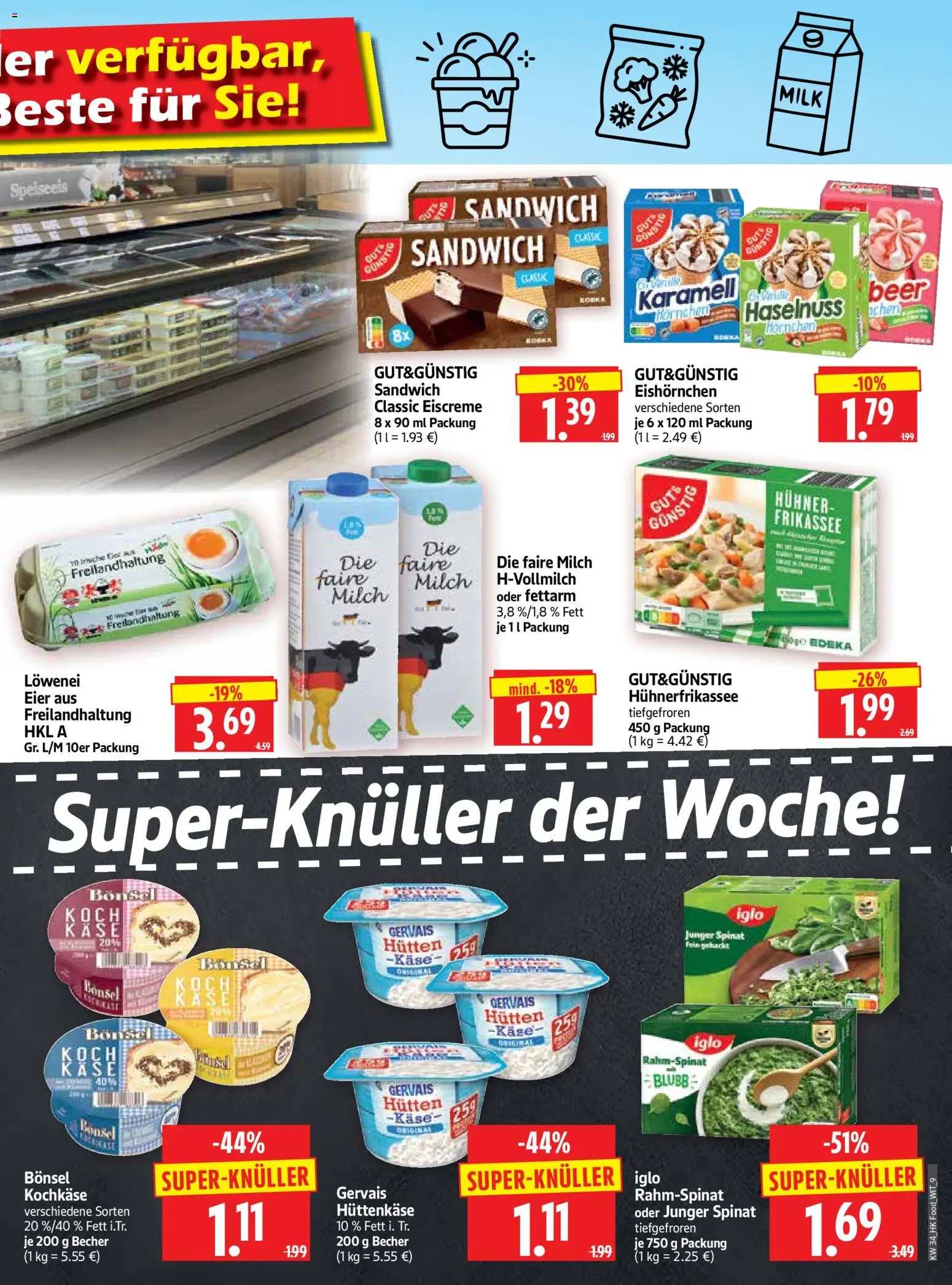 HERKULES Prospekt – gültig ab 17.08.2026 | Seite: 9 | Produkte: Milch, Käse, Eier, Eiscreme