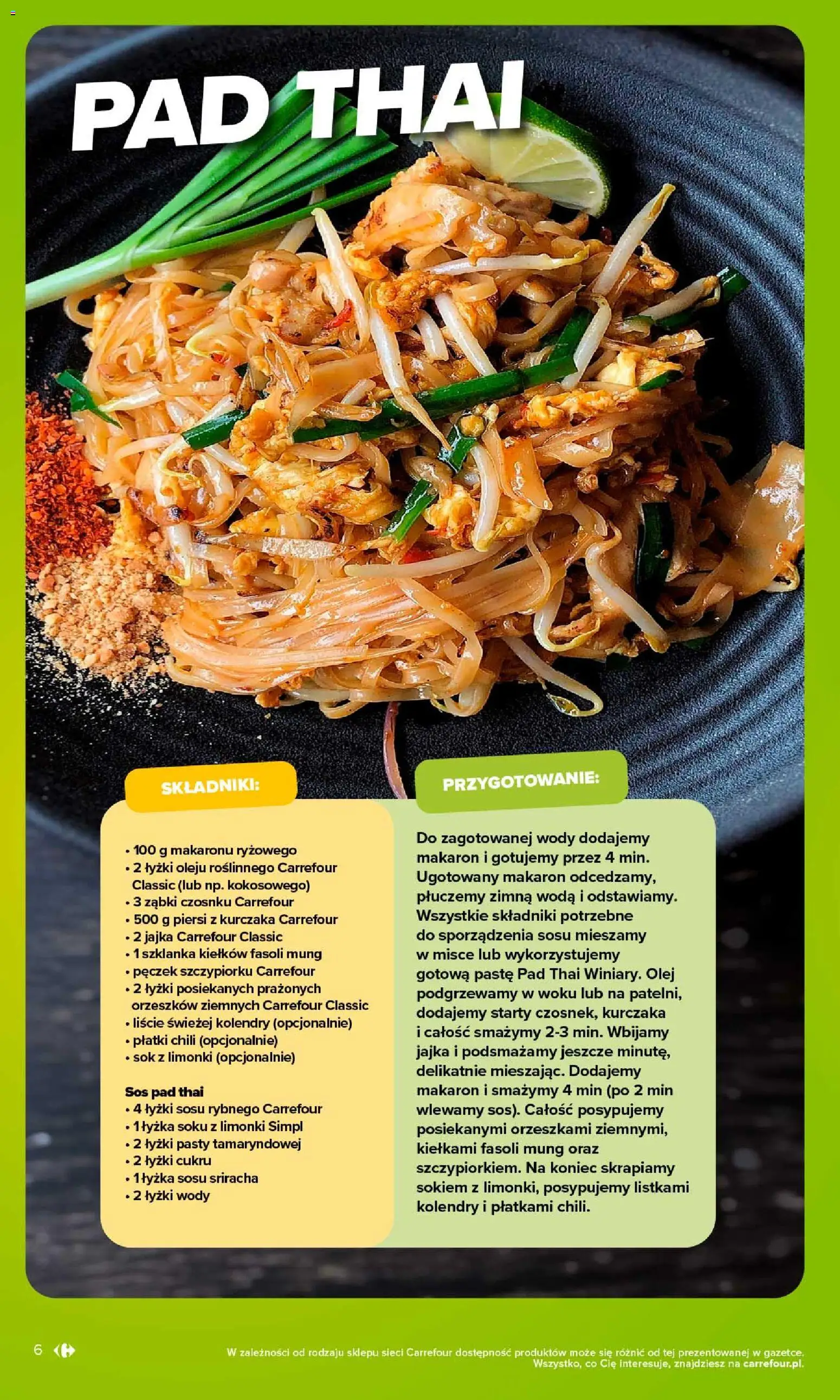 Carrefour gazetka - Kuchnia indyjska i tajska od 07.09.2026 | Strona: 6 | Produkty: Sos pad thai, Olej, Sok, Makaron