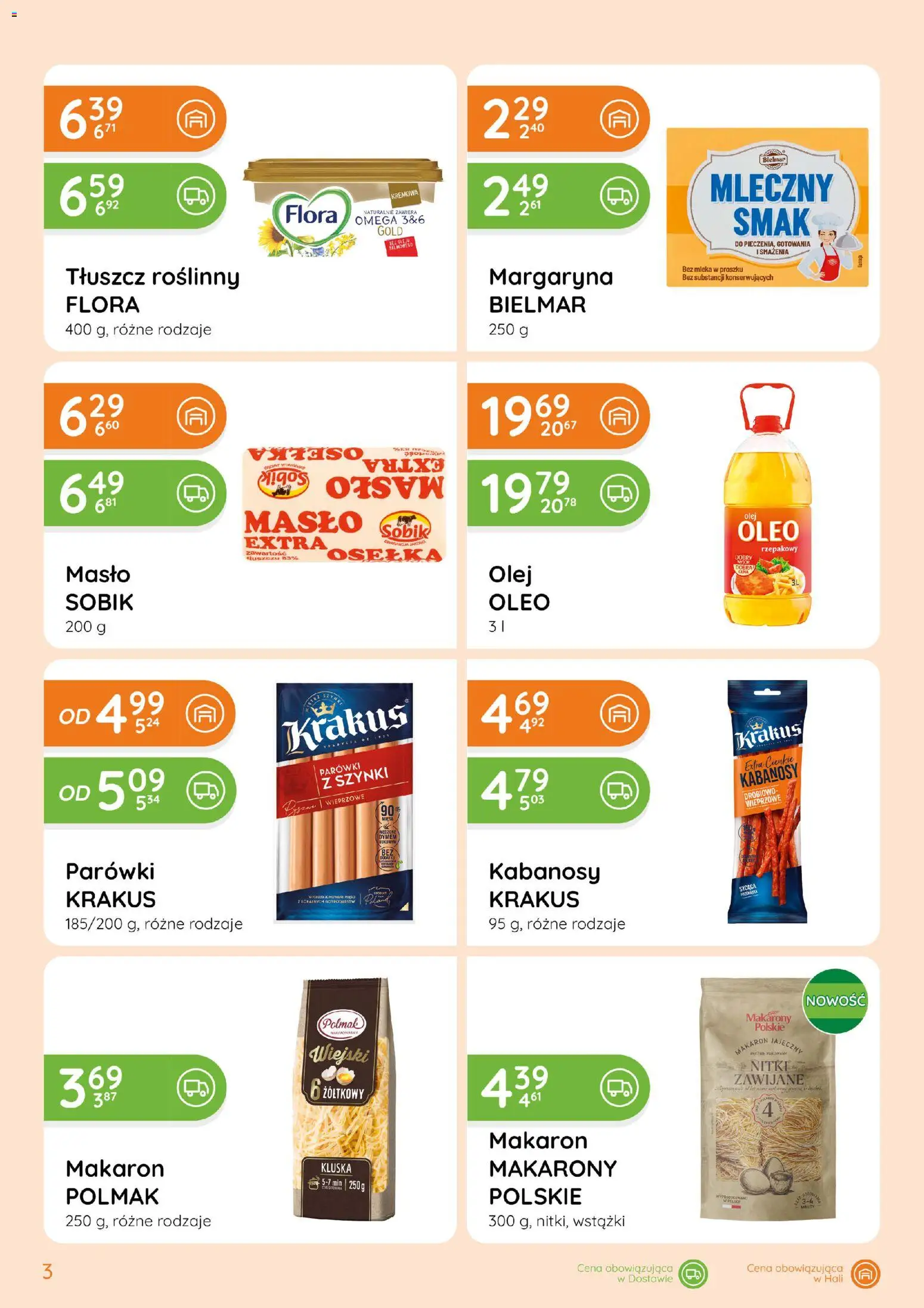 Eurocash gazetka - Ofensywa Spożywcza od 17.09.2026 | Strona: 3 | Produkty: Makaron jajeczny, Kabanosy wieprzowe, Olej, Makaron