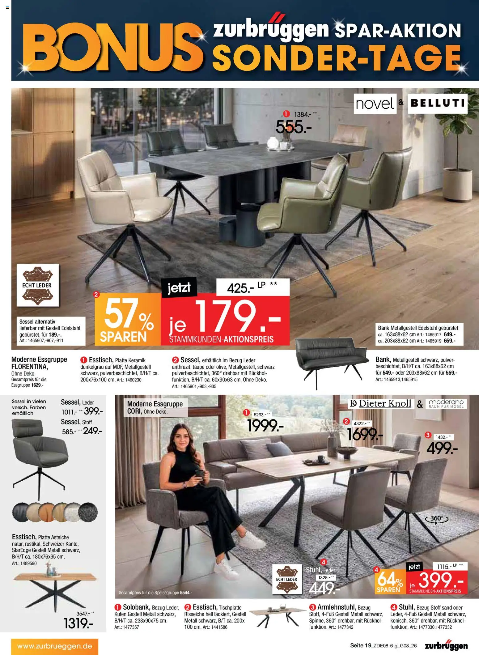 Zurbrüggen Bonus sonder-tage – gültig ab 31.07.2026 | Seite: 25 | Produkte: Essgruppe, Sessel