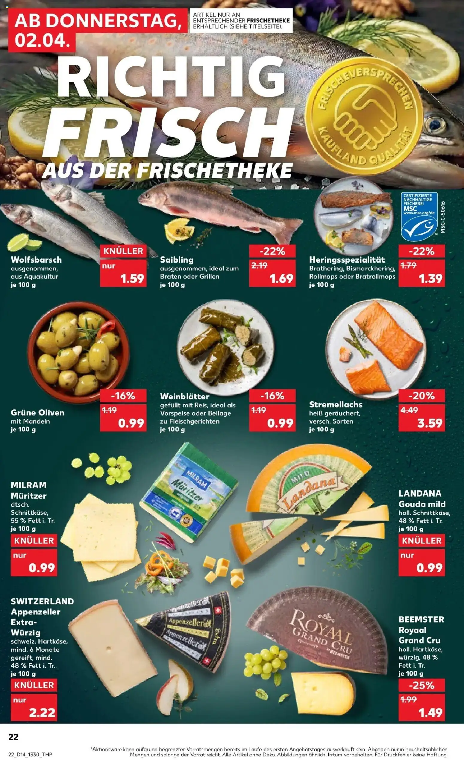 Kaufland Prospekt Bergkamen	 – gültig ab 02.04.2026 | Seite: 22 | Produkte: Gouda, Mandeln, Milram