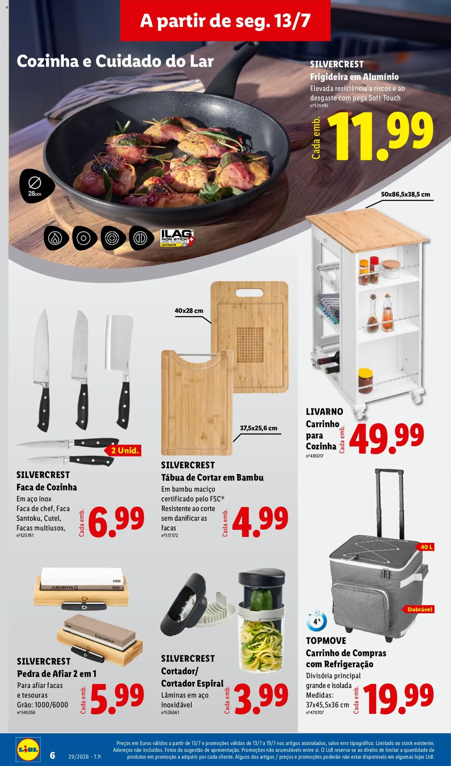 Lidl Novidades │ válido de 13/07/2026 | Página: 6 | Produtos: Tábua, Faca, Cortador, Frigideira