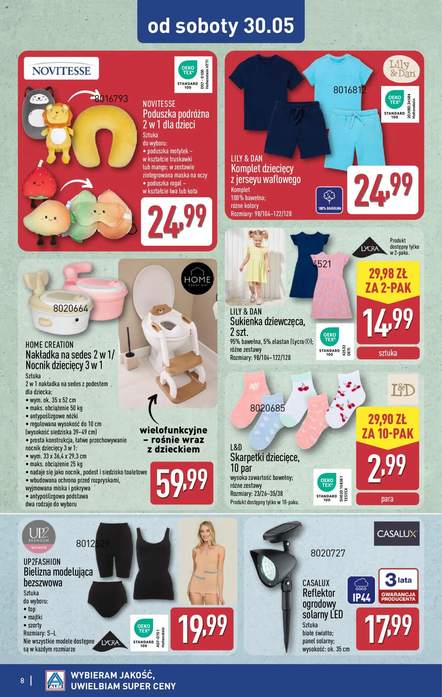 Aldi gazetka - Hity od Środy i od Soboty od 27.05.2026 | Strona: 8 | Produkty: Bielizna, Skarpetki, Poduszka, Truskawki