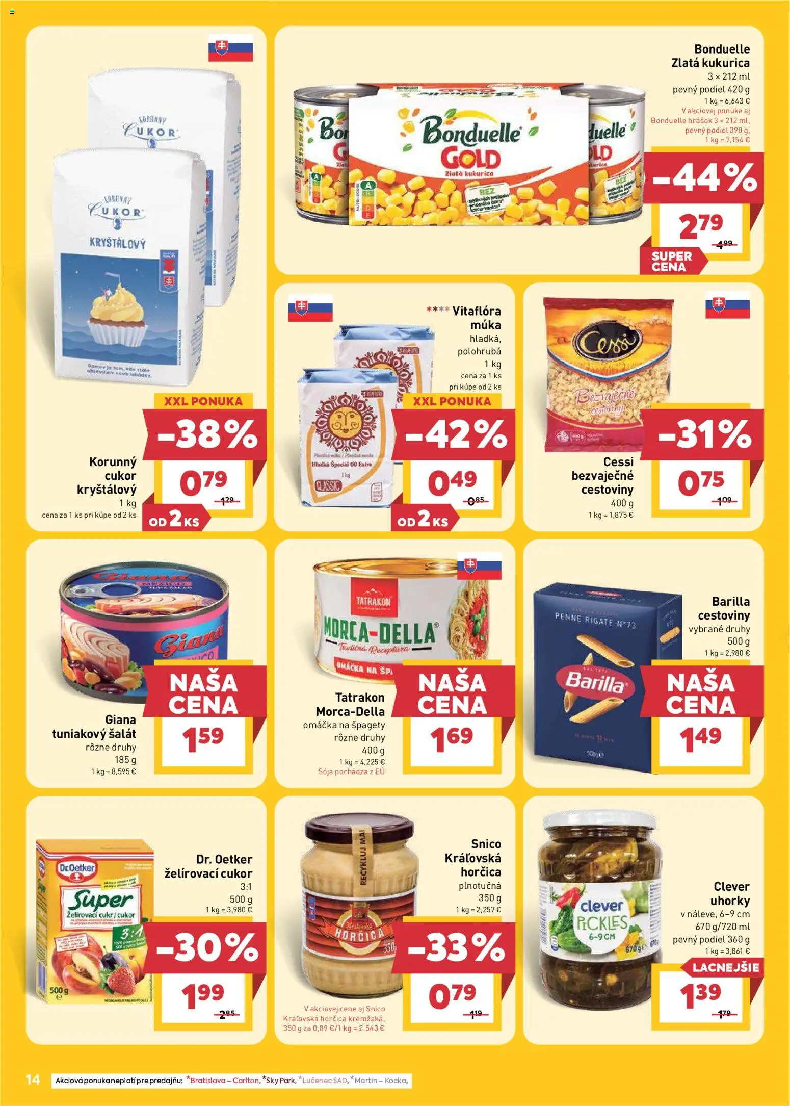 Nové Billa akcie – leták je platný od 08.07.2026 | Strana: 14 | Produkty: Penne, Omáčka, Kukurica, Uhorky