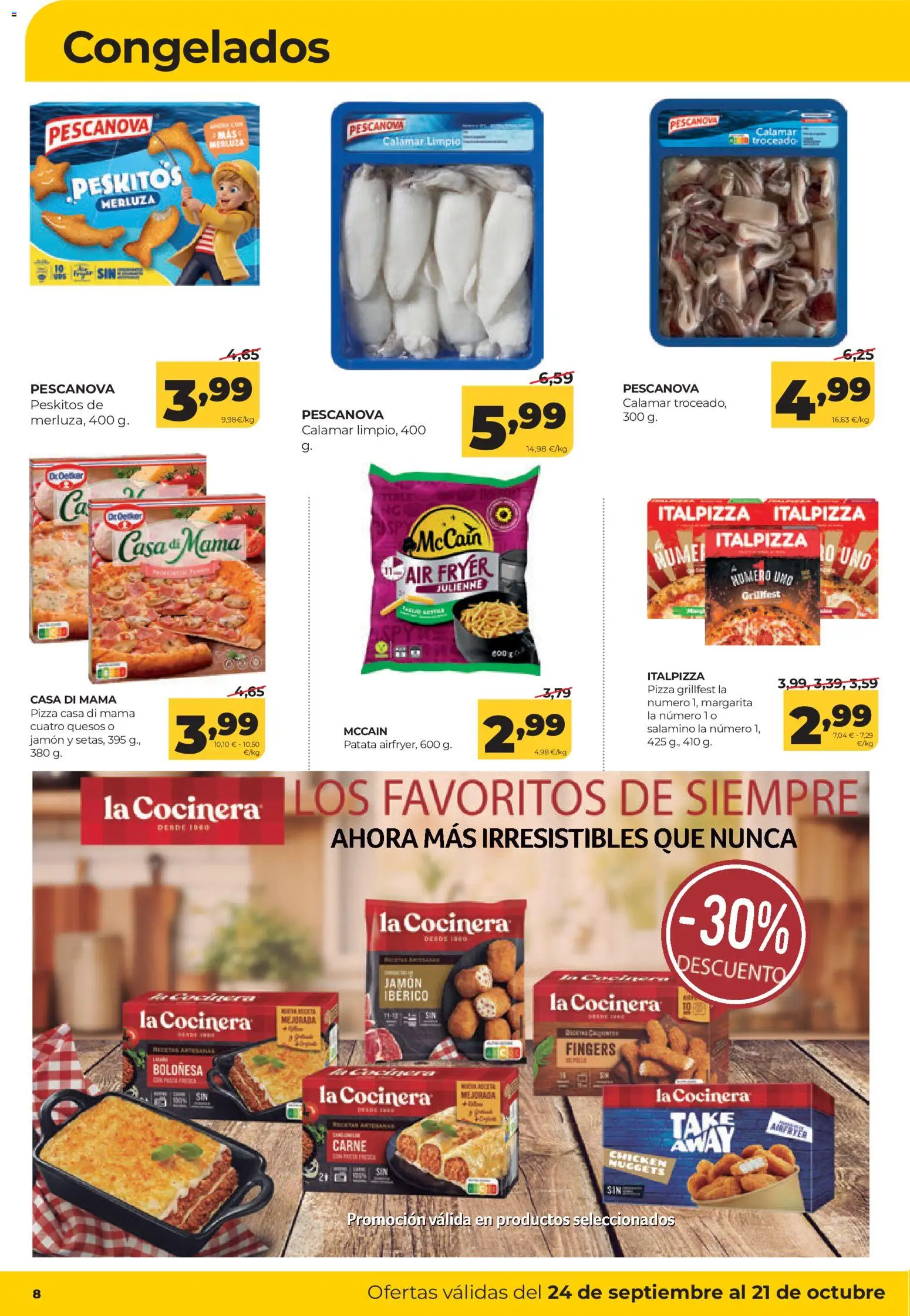 Alimerka folleto Castilla y León │ válido desde el 24/09/2026 | Página: 8 | Productos: Jamón, Pizza, Carne, Nuggets