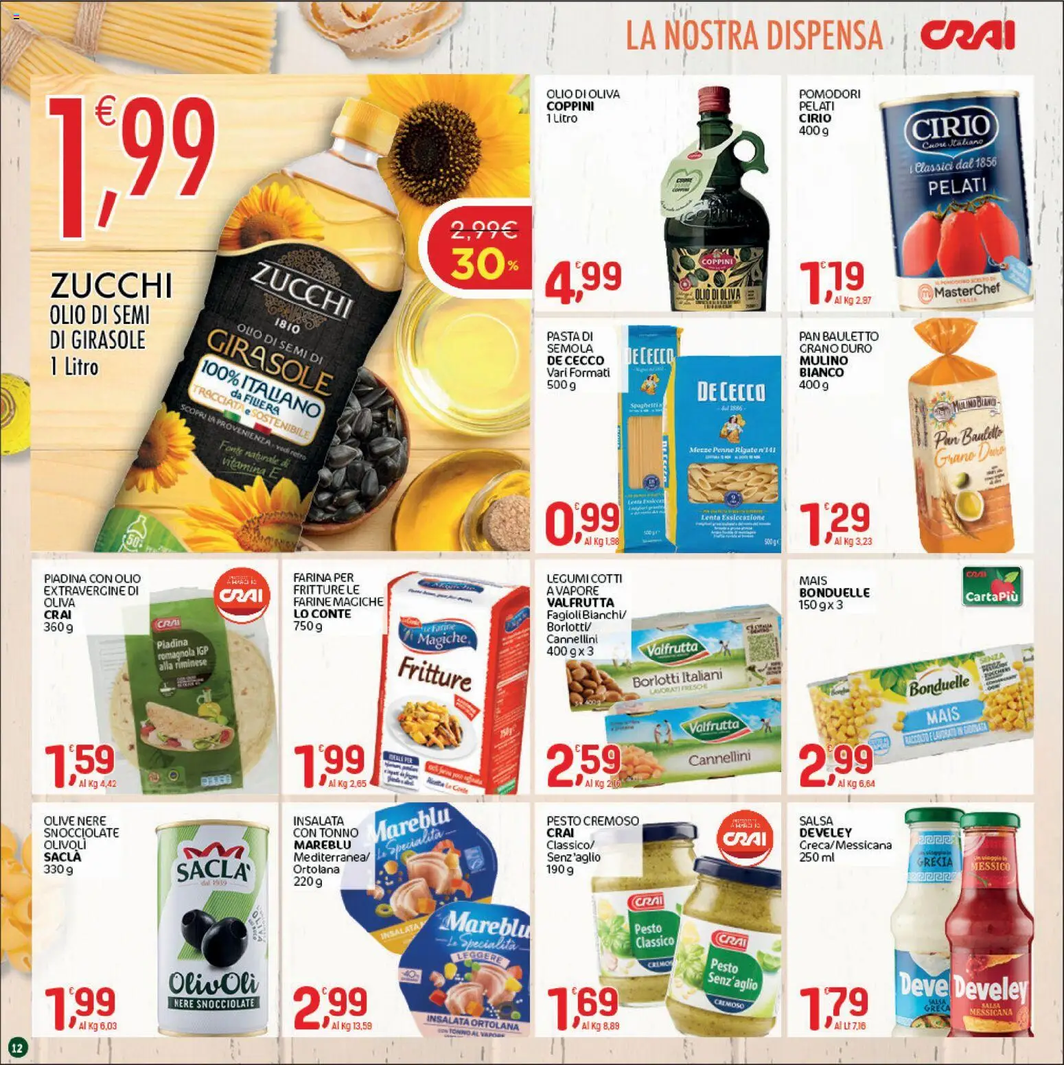 Volantino CRAI del 23/07/2026 | Pagina: 12 | Prodotti: De Cecco, Olio, Piadina, Semi di girasole