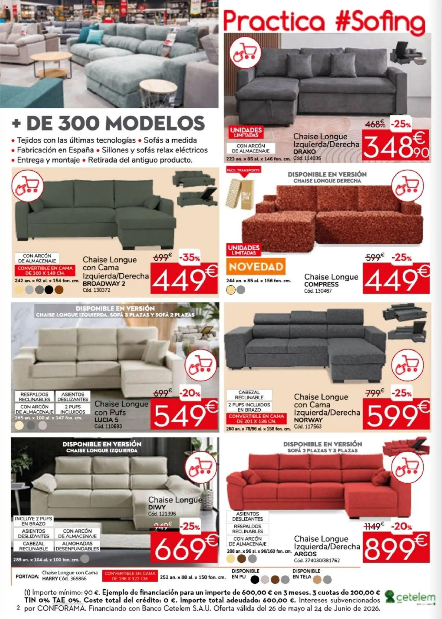 Conforama Practica Sofing │ válido desde el 26.05.2026 | Página: 2 | Productos: Cama, Almacenaje, Sofá