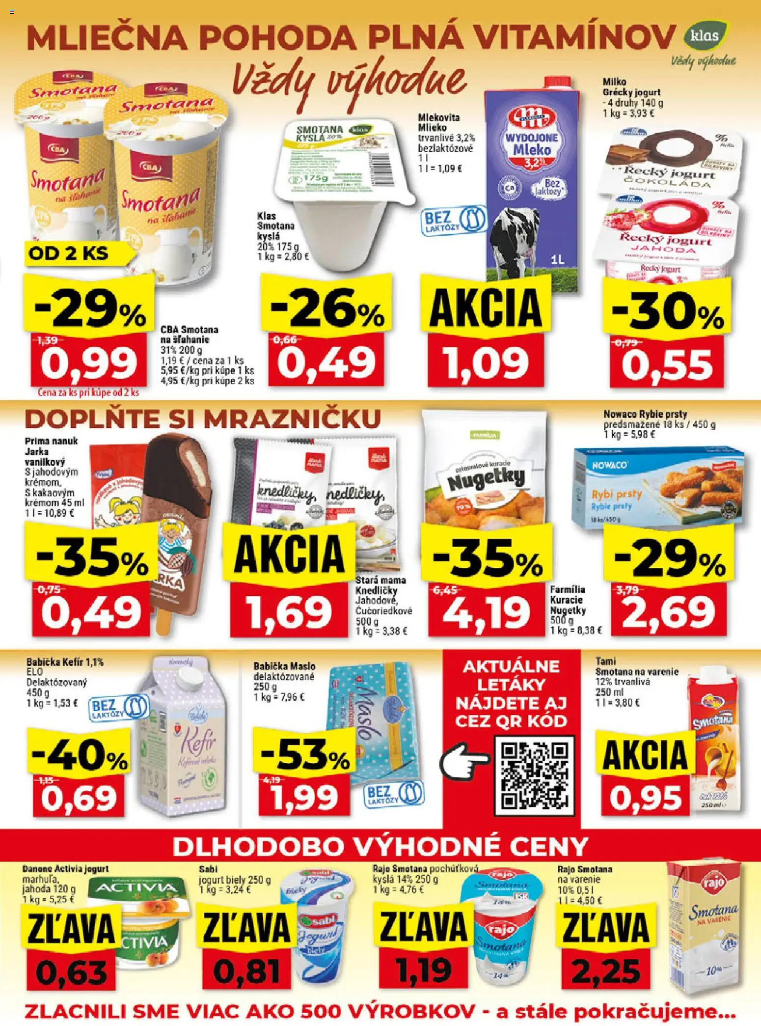 Nové Klas akcie – leták je platný od 07.09.2026 | Strana: 9 | Produkty: Mlieko, Rybie prsty, Smotana, Grécky jogurt