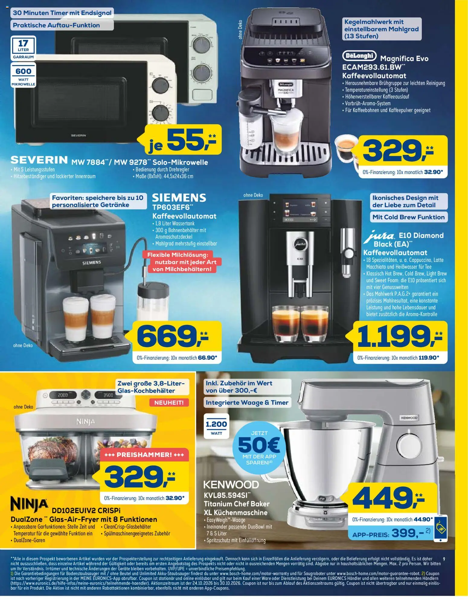 Euronics Prospekt – gültig ab 24.10.2026 | Seite: 9 | Produkte: Siemens, Mikrowelle, Kaffeevollautomat, Tee