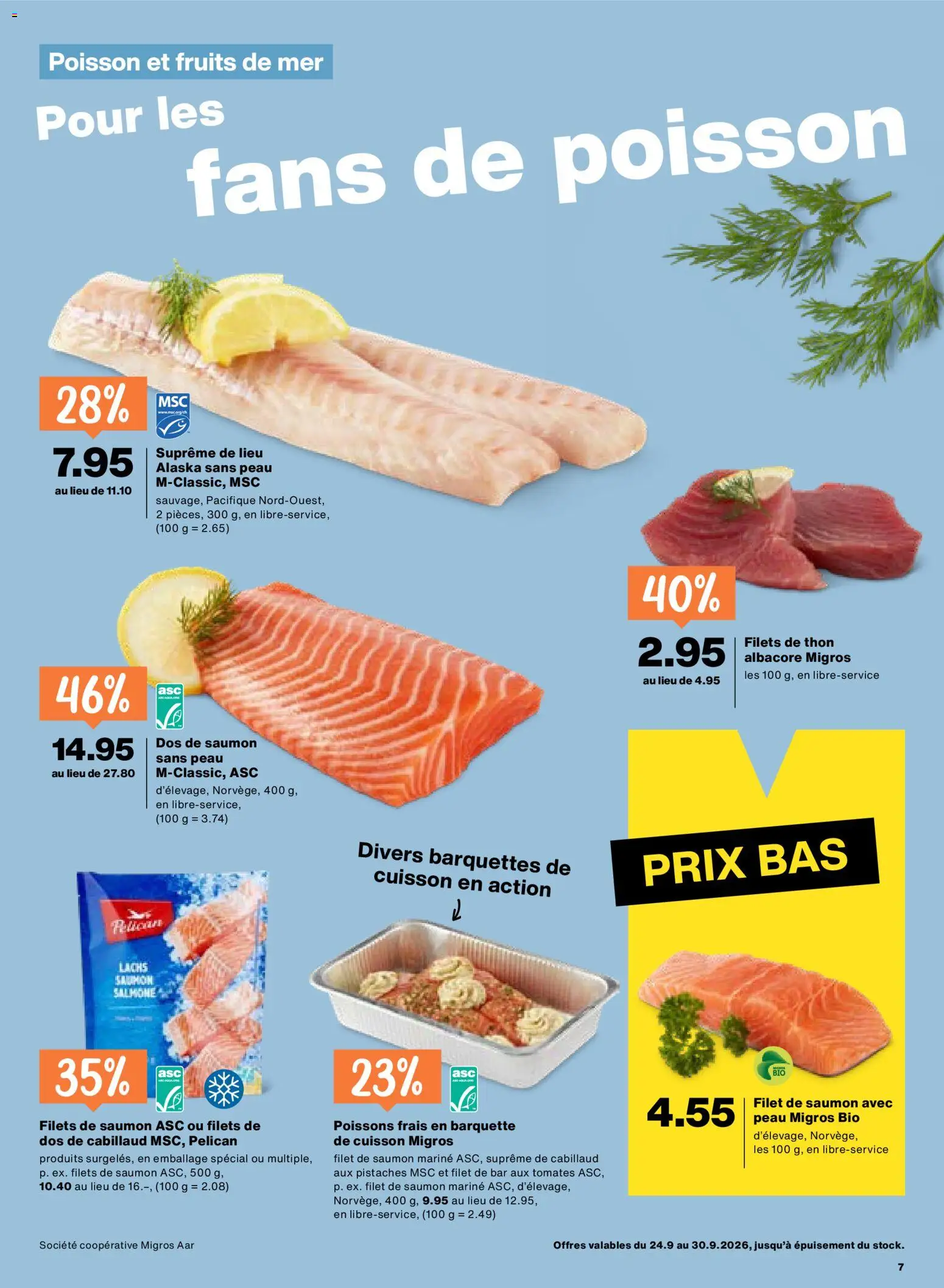 Migros aktionen FR – gültig ab 24.09.2026 | Seite: 7 | Produkte: Lachs