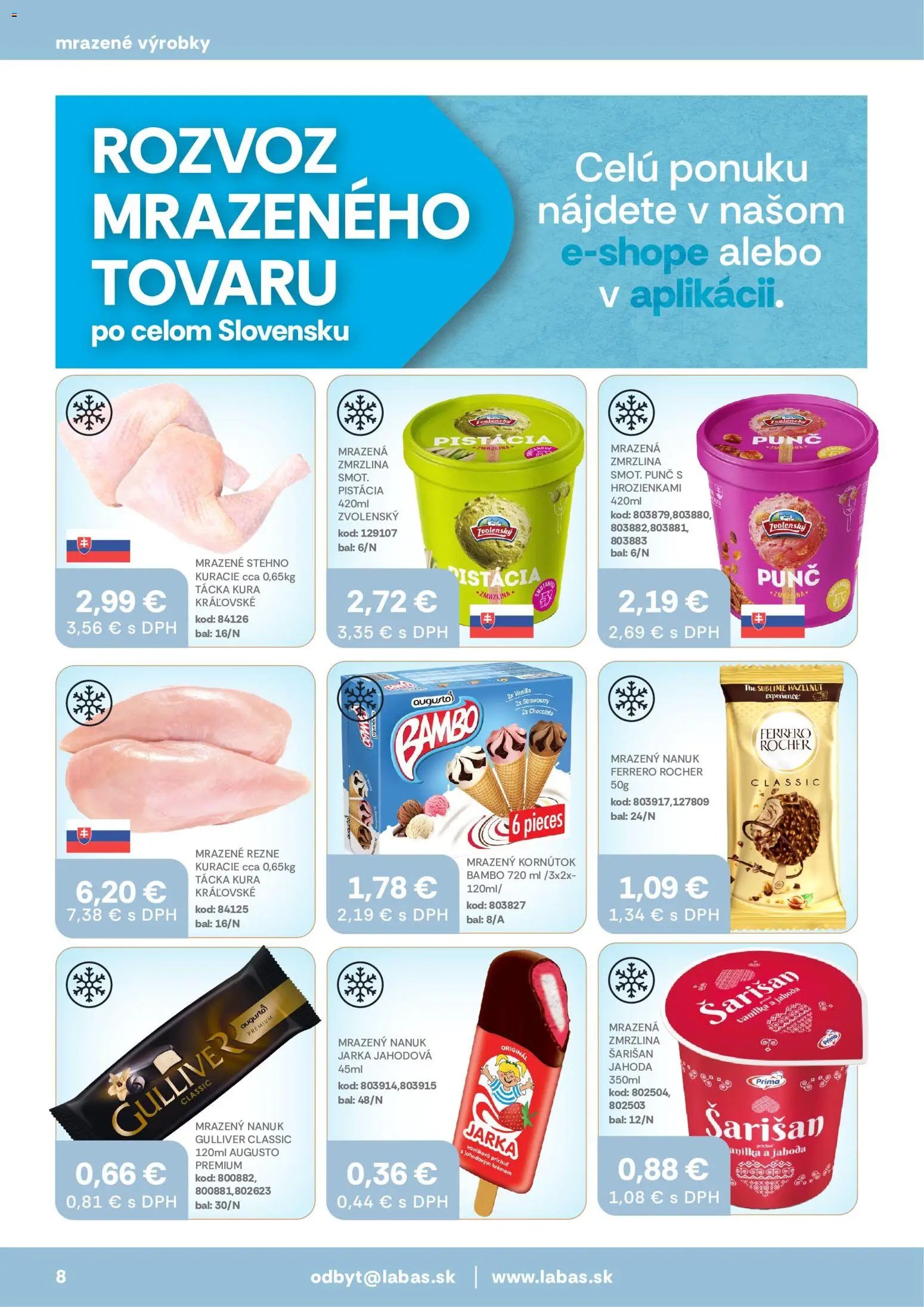 Nové Labaš akcie – leták je platný od 22.05.2026 | Strana: 8 | Produkty: Nanuk, Zmrzlina, Ferrero Rocher