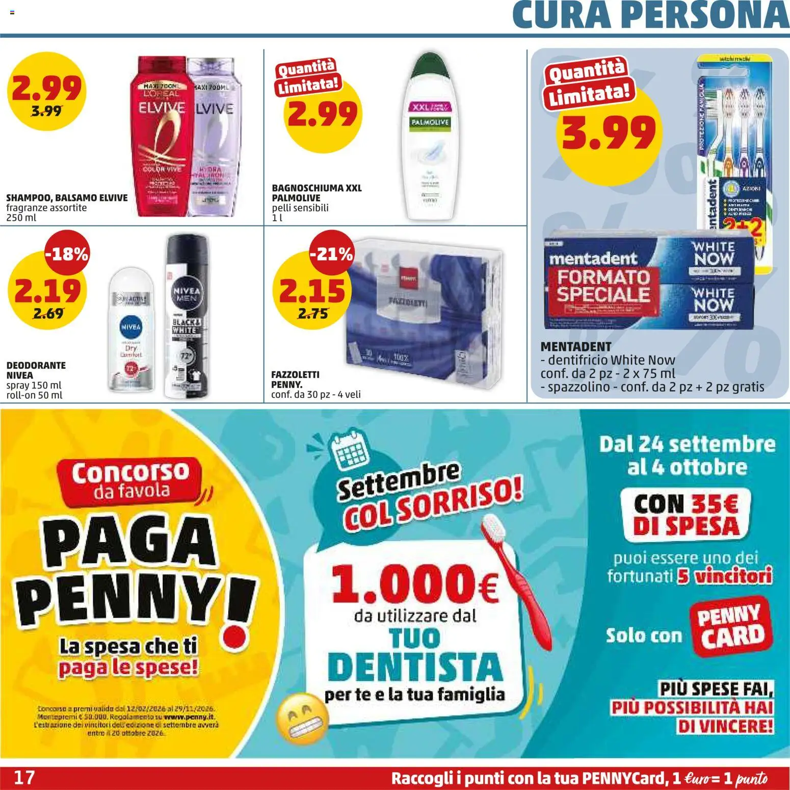 Volantino PENNY del 24/09/2026 | Pagina: 17 | Prodotti: Balsamo, Bagnoschiuma, Deodorante, Fazzoletti