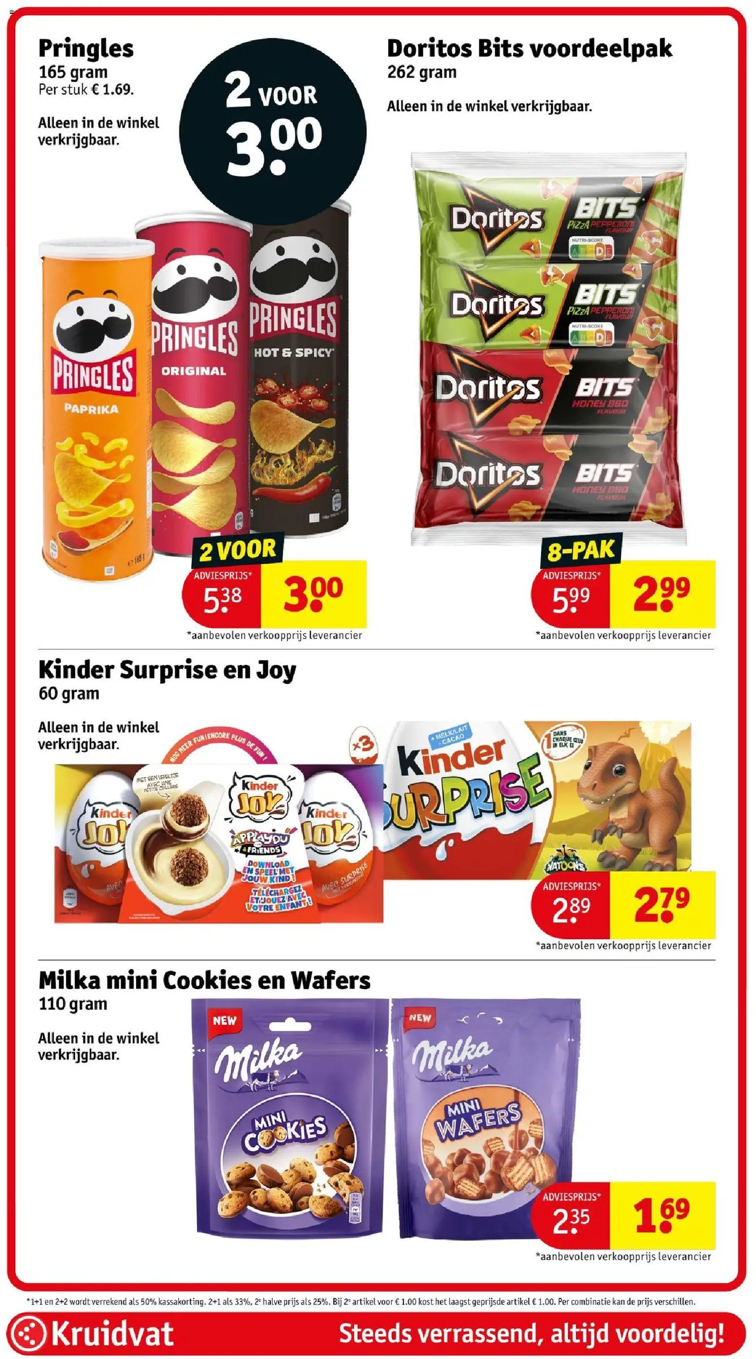 {H1} | Pagina: 74 | Producten: Kan, Kinder, Doritos, Pringles