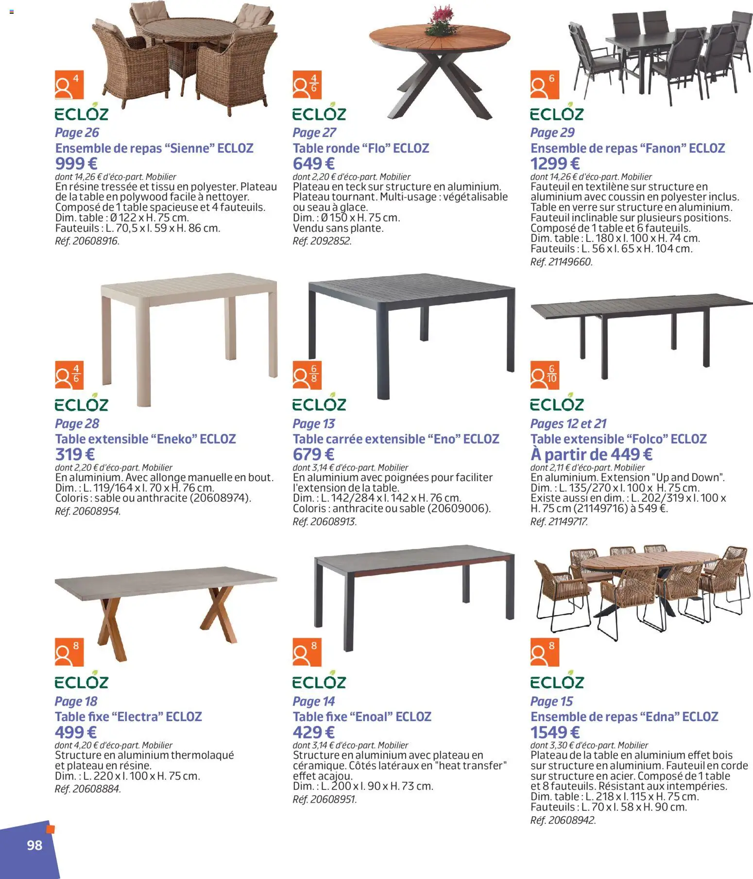 {H1} | Page: 98 | Produits: Table ronde, Fauteuil, Table, Sable