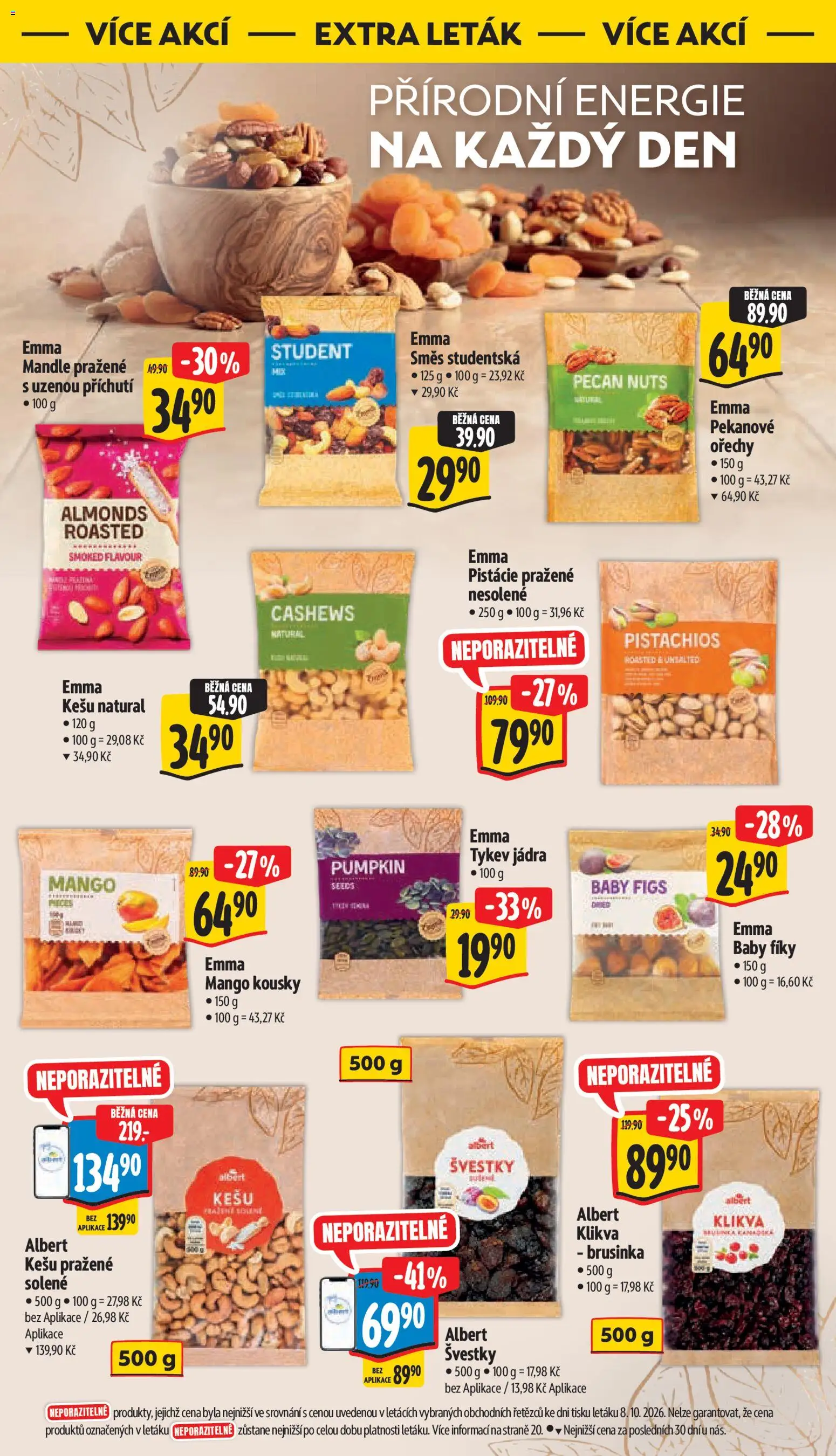 Albert leták - Supermarket Šumperk od 14.10.2026 | Strana: 45 | Produkty: Švestky, Pistácie, Studentská směs, Mandle