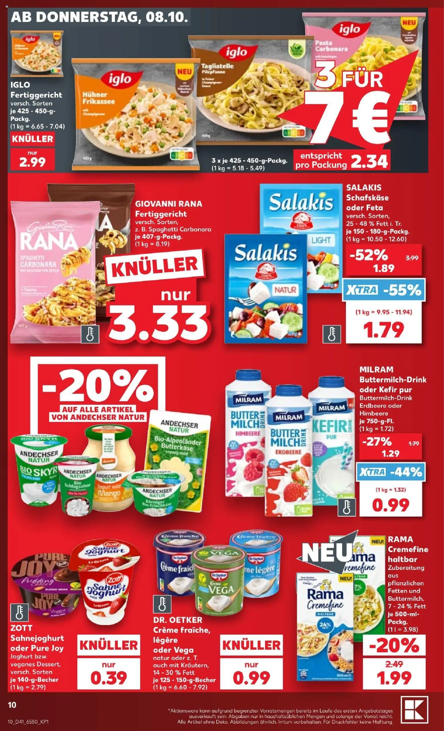 Kaufland Prospekt Kiel – gültig ab 08.10.2026 | Seite: 12 | Produkte: Schlagsahne, Feta, Rama cremefine, Creme