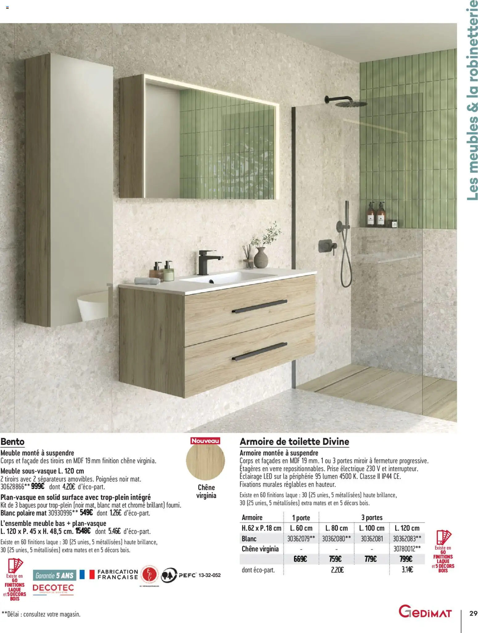 {H1} | Page: 29 | Produits: Laque, Prise, Portes, Tiroirs