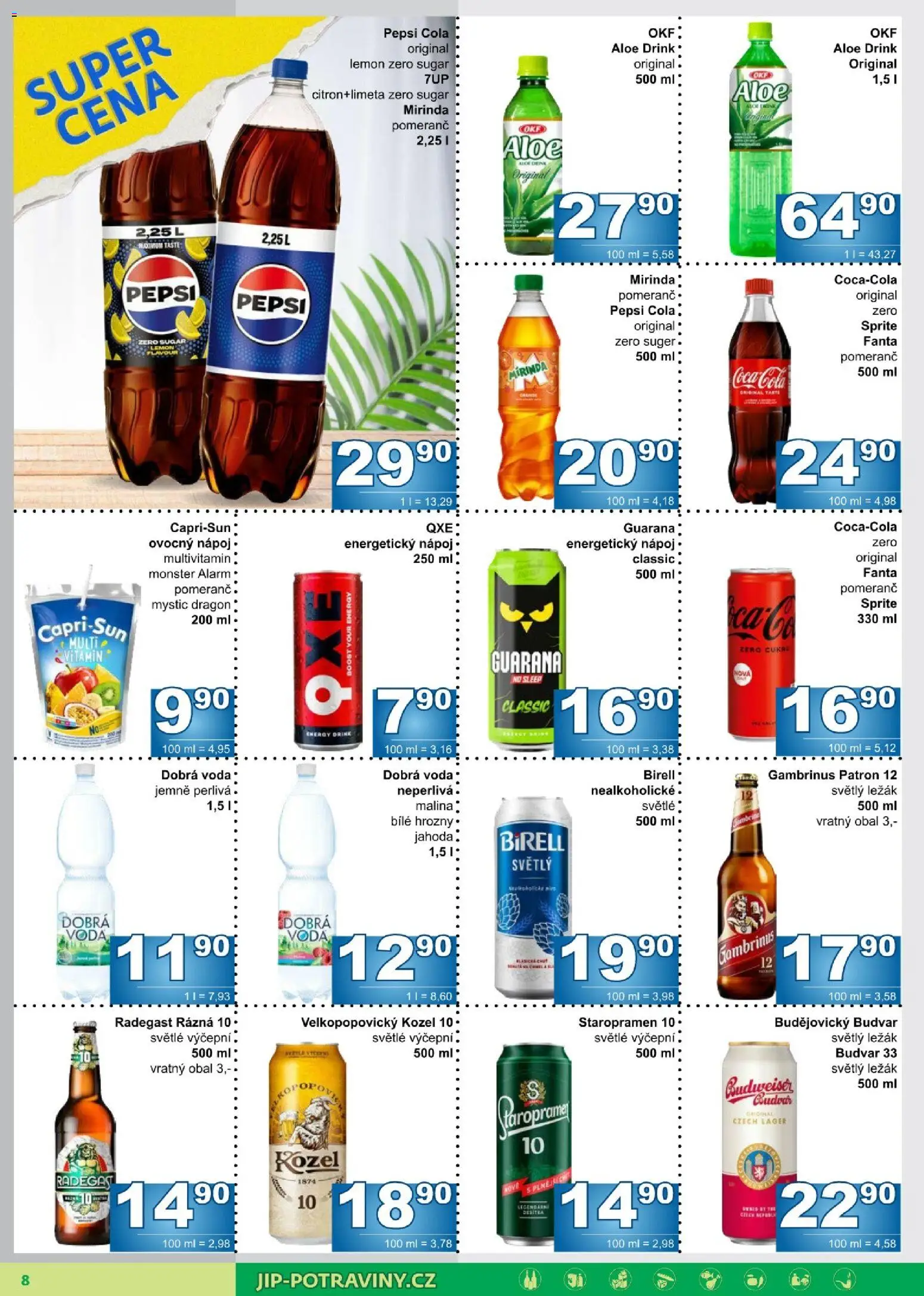 Jip leták od 07.10.2026 | Strana: 8 | Produkty: Voda, Kozel, Velkopopovický Kozel, Radegast