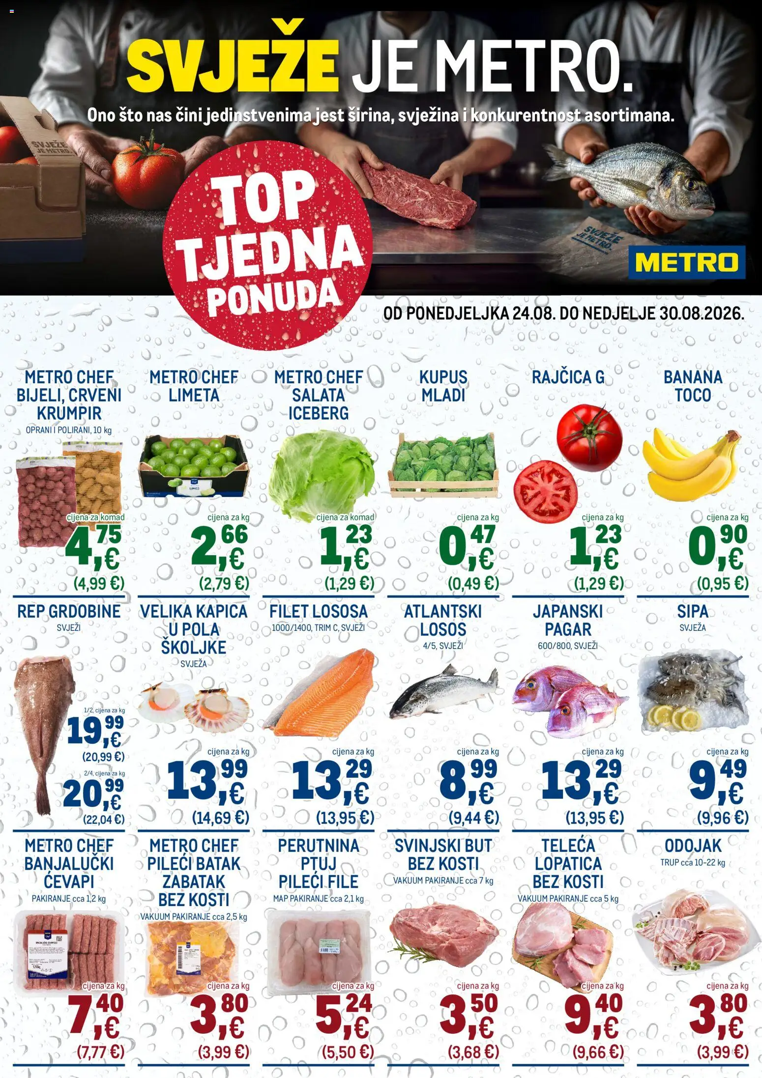 Metro katalog | vrijedi od 24.08.2026 | Stranica: 1 | Proizvodi: Odojak, Pileći batak, Kupus, Lopatica