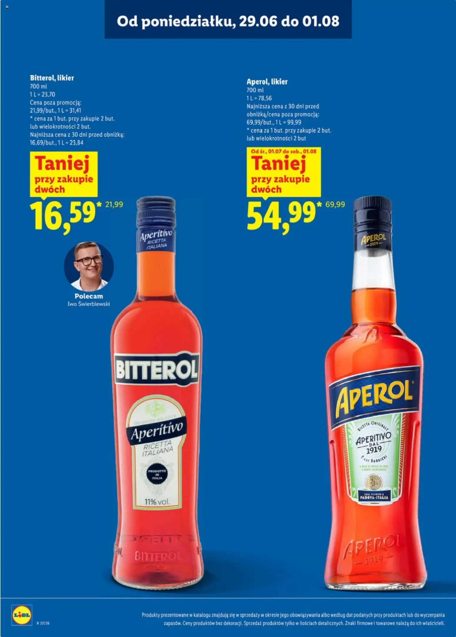 Lidl Katalog alkoholi mocnych od 29.06.2026 | Strona: 16 | Produkty: Bitterol, Aperol