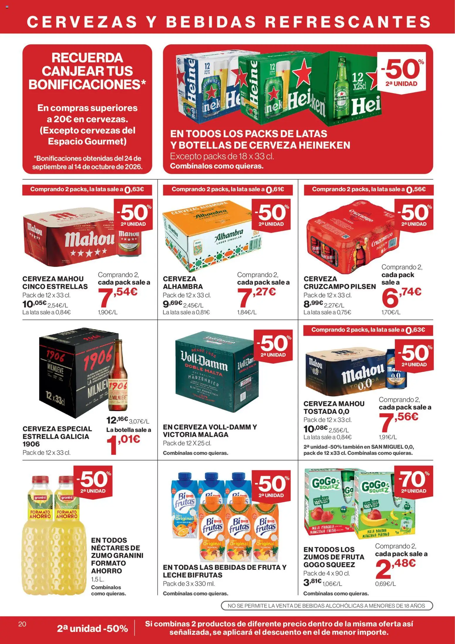 Hipercor catálogo │ válido desde el 15/10/2026 | Página: 20 | Productos: Fruta, Cerveza, Manzana, Heineken