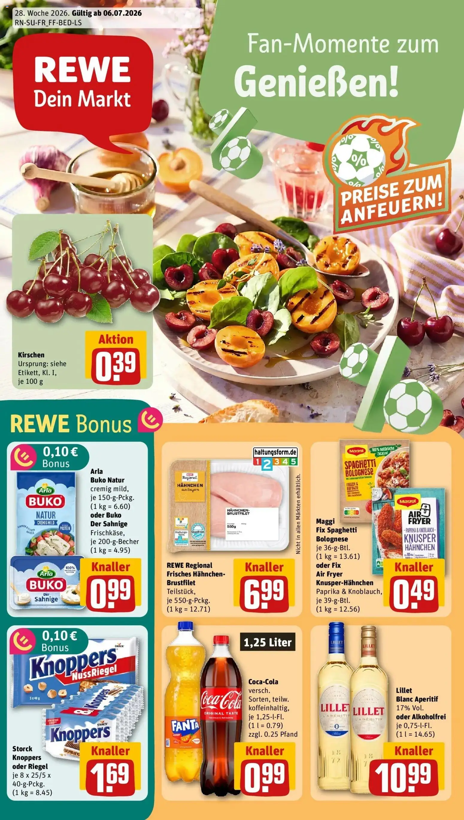 Rewe Prospekt Nürnberg / Maxfeld – gültig ab 05.07.2026 | Seite: 1 | Produkte: Hahnchen, Maggi, Kirschen, Knoblauch