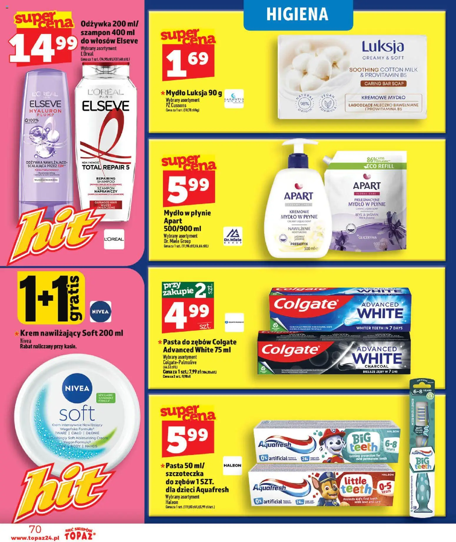 Topaz gazetka - Otwarcie Stoczek Łukowski od 30.05.2026 | Strona: 70 | Produkty: Szampon, Odżywka, Mydło, Pasta do zębów