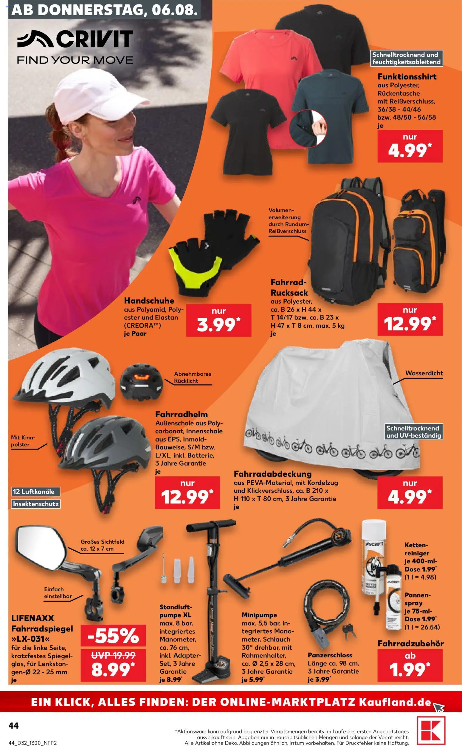 Kaufland Prospekt Völklingen – gültig ab 06.08.2026 | Seite: 44 | Produkte: Adapter, Spiegel, Rucksack, Handschuhe