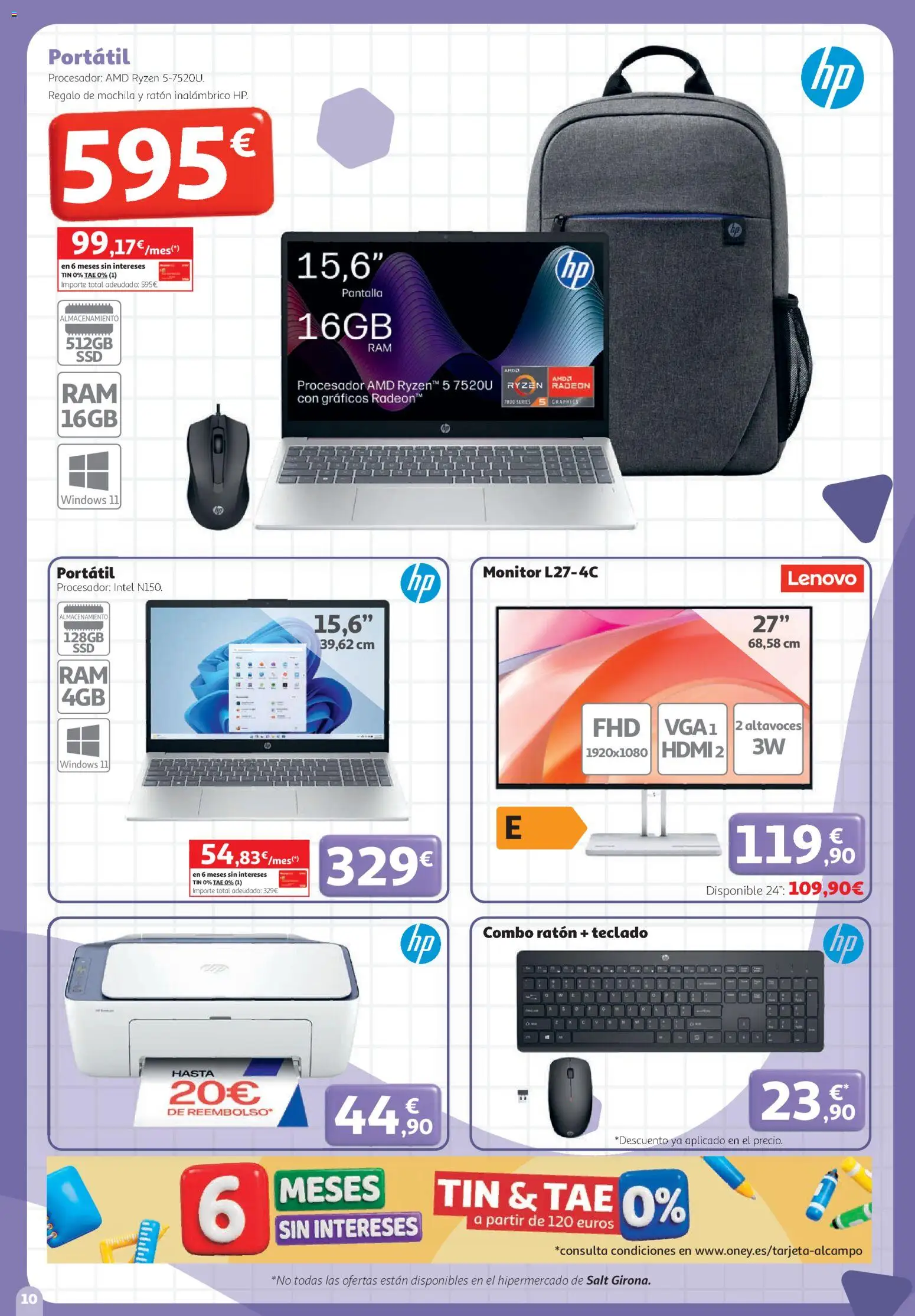 Alcampo - HP Nacional │ válido desde el 27/08/2026 | Página: 10 | Productos: Portátil, Ratón inalambrico, Monitor, Teclado