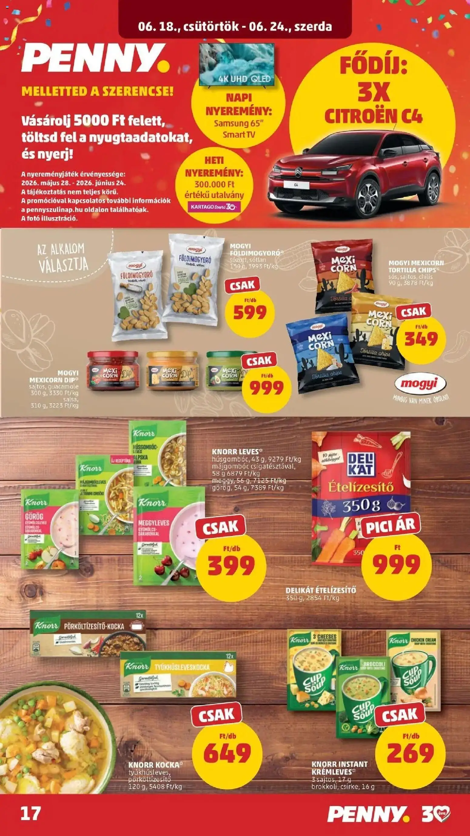 PENNY akciós ujság - amely érvényes a következő dátumtól: 18.06.2026 | Oldal: 17 | Termékek: Tortilla, Guacamole, Smart tv, Földimogyoró