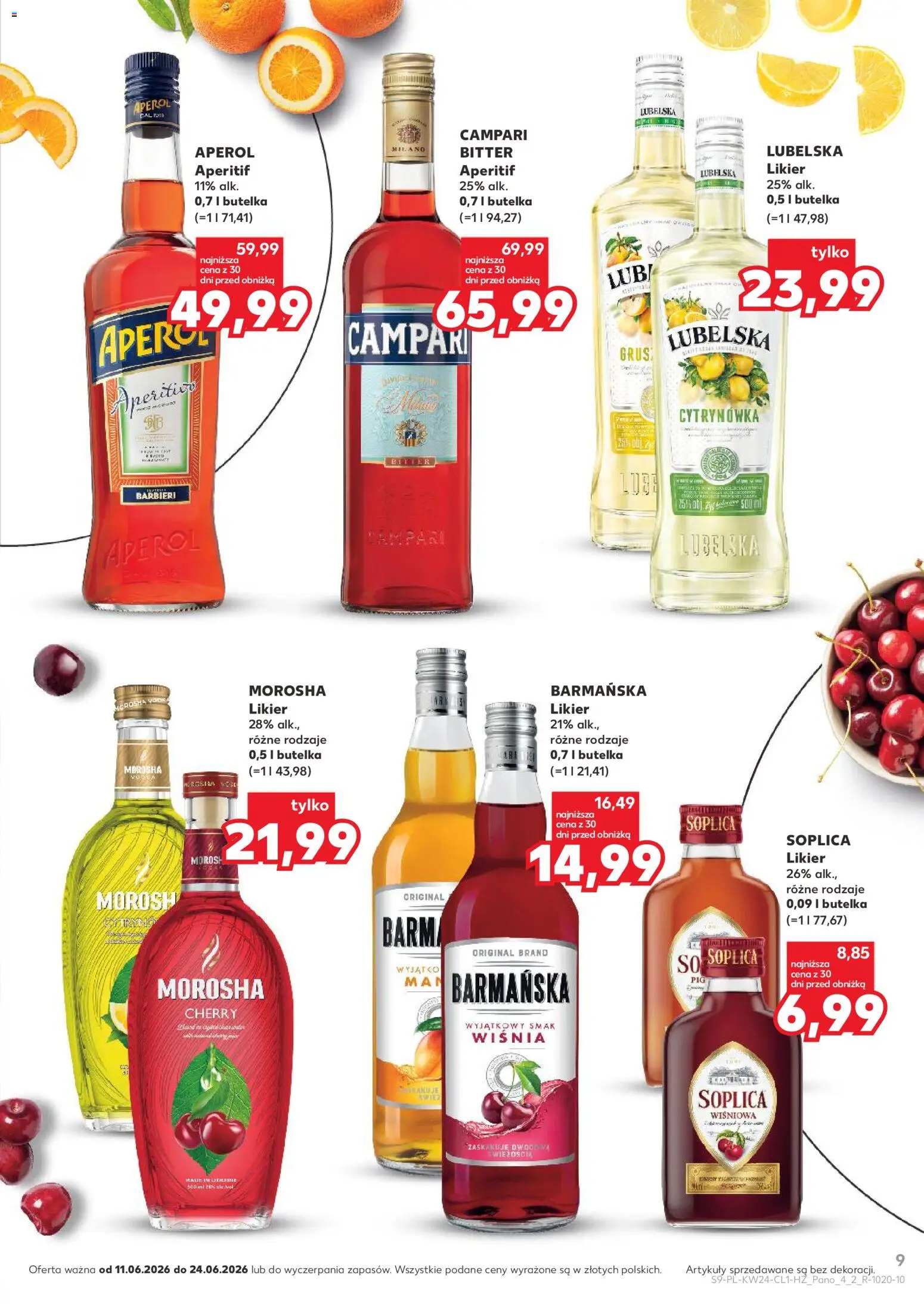 Kaufland Polsko leták - Barek od 11.06.2026 | Strana: 9 | Produkty: Vodka, Campari, Aperol