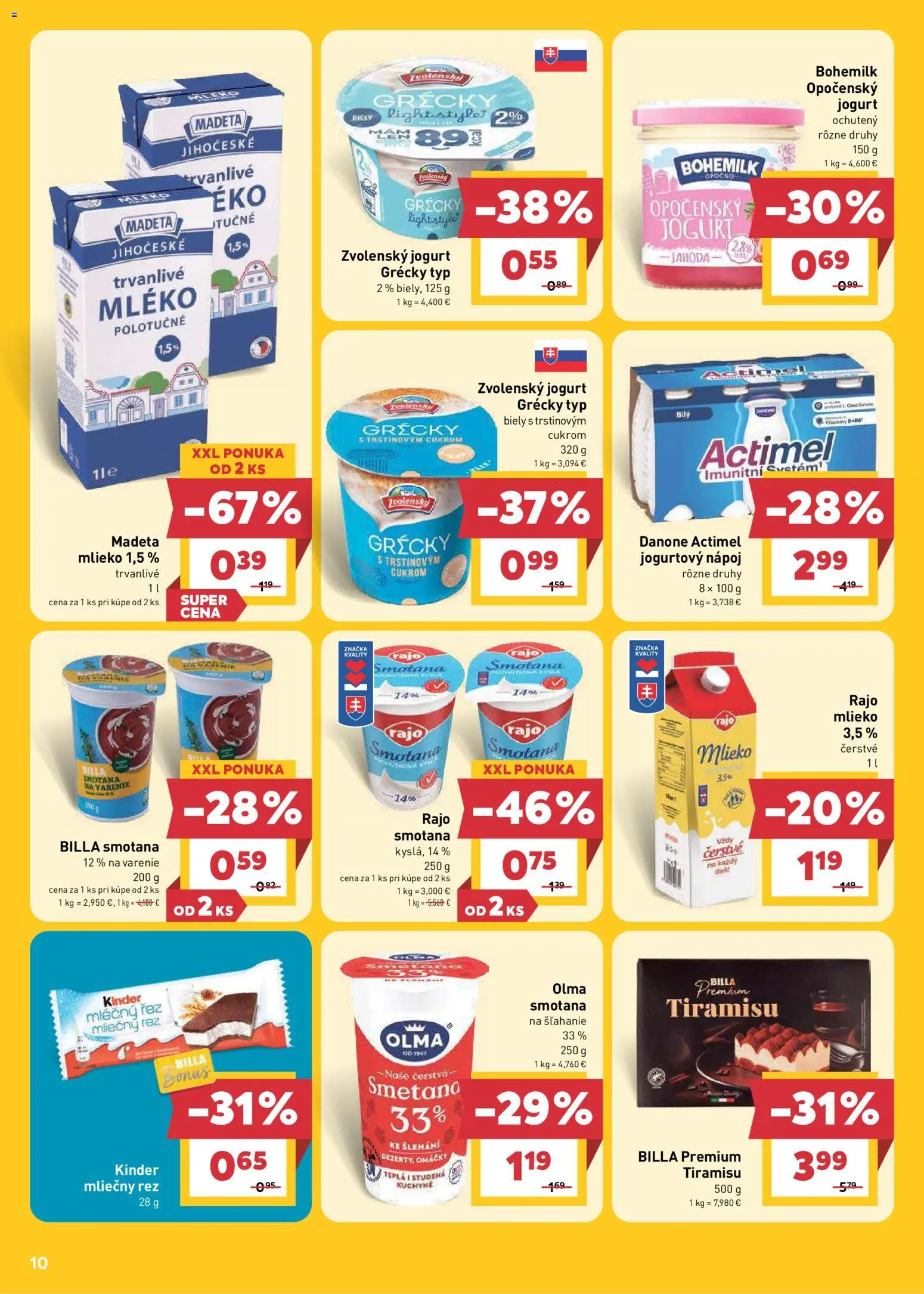 Nové Billa akcie – leták je platný od 19.08.2026 | Strana: 10 | Produkty: Jogurt, Smotana, Kinder, Omáčky