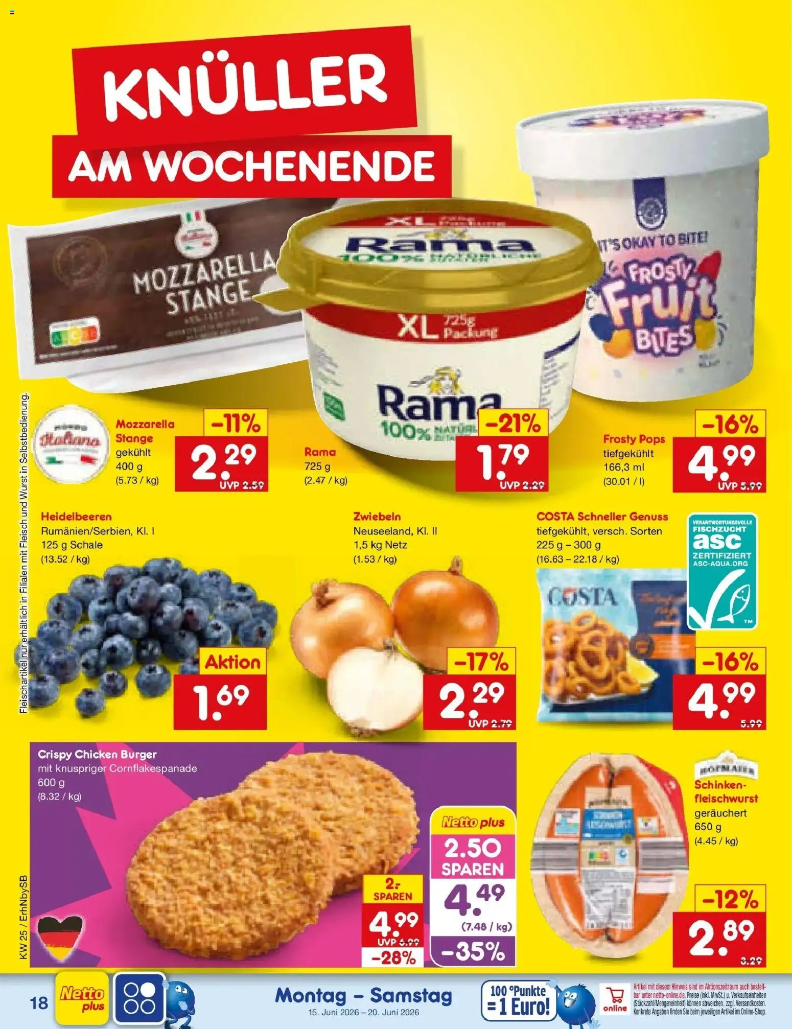Netto Marken-Discount Prospekt Metten – gültig ab 14.06.2026 | Seite: 22 | Produkte: Rama, Mozzarella, Zwiebeln, Wurst