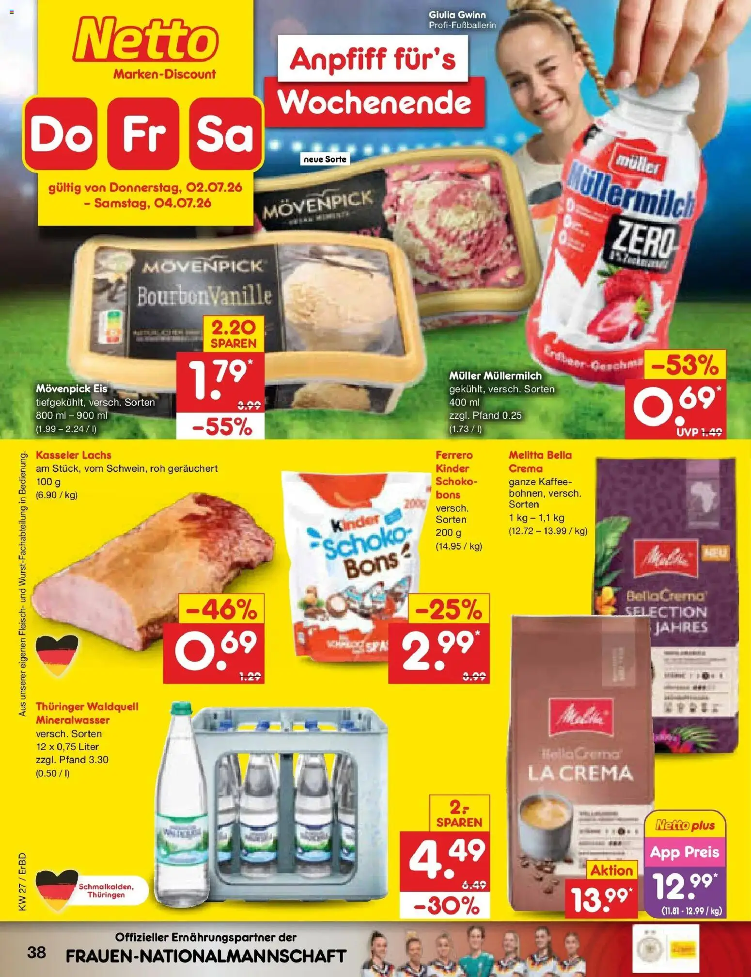 Netto Marken-Discount Prospekt Weimar – gültig ab 29.06.2026 | Seite: 56 | Produkte: Kaffee, Movenpick eis, Müllermilch, Fleisch