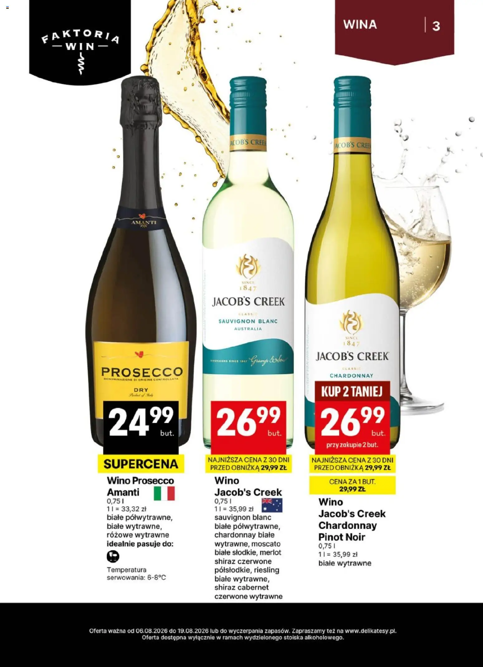 Delikatesy Centrum gazetka - DeliBarek od 06.08.2026 | Strona: 3 | Produkty: Riesling, Sery, Wino, Prosecco