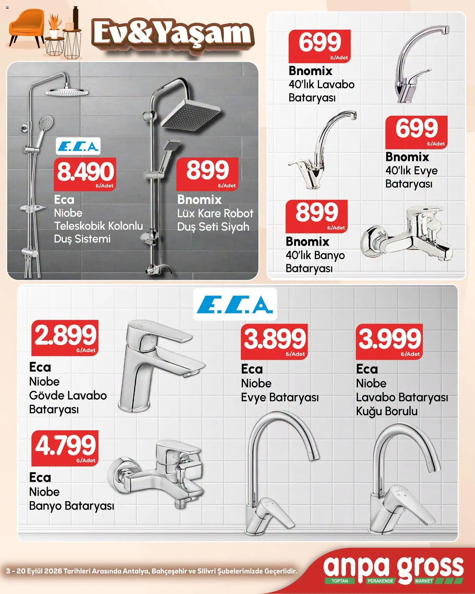 Anpa Gross İndirim - 03 Eylül 2026 tarihinden itibaren geçerlidir | Sayfa: 2 | Ürünler: Robot, Lavabo, Banyo, Duş